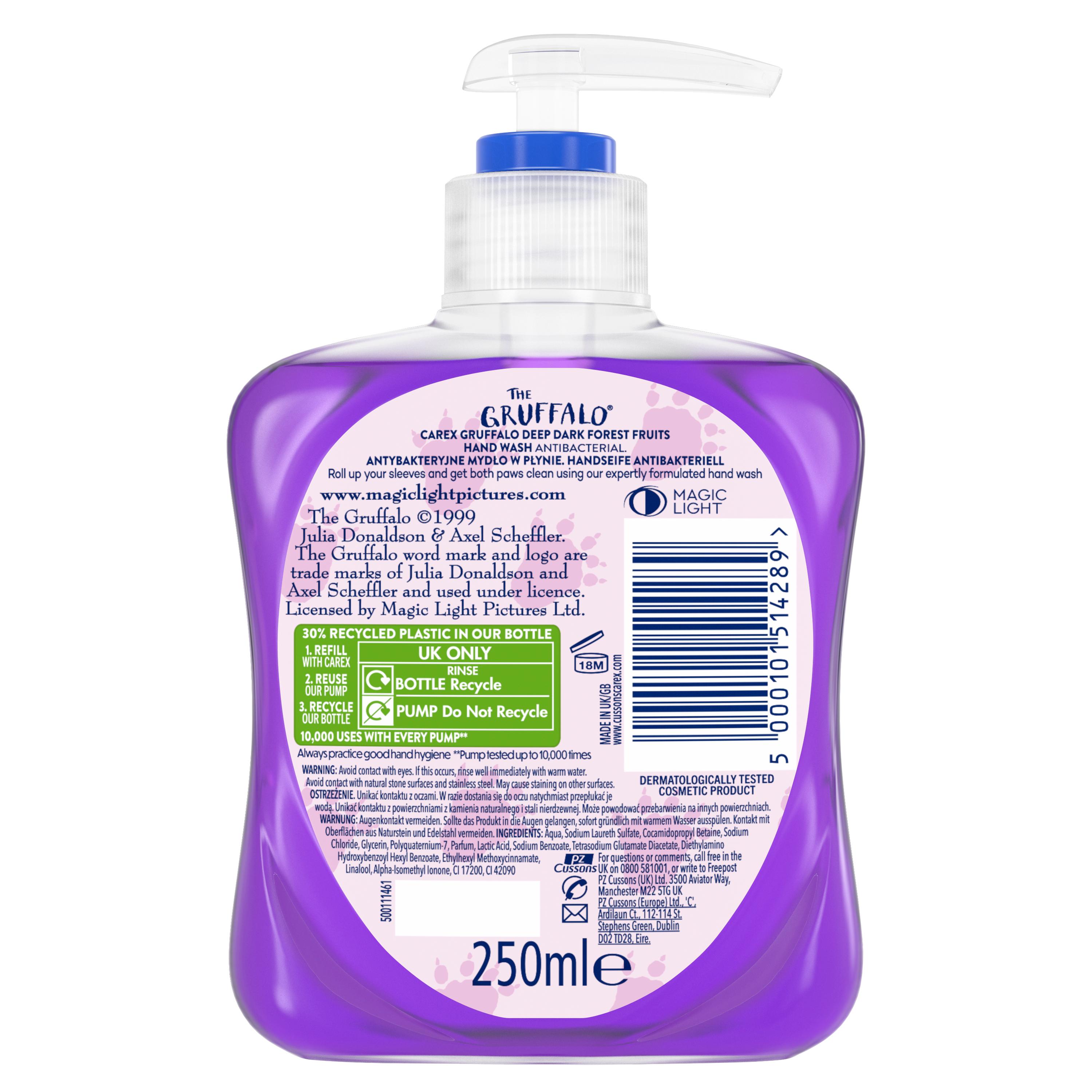 Carex 250ml Gruffalo Deep Dark Forest Fruits Antibacterial Hand Wash thumbnail 2