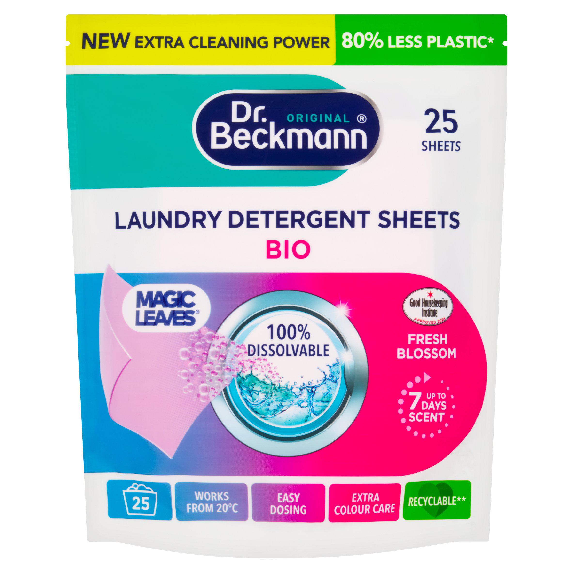 Dr. Beckmann Original Magic Leaves Laundry Detergent Sheets Fresh Blossom Bio 25 Washes 100g