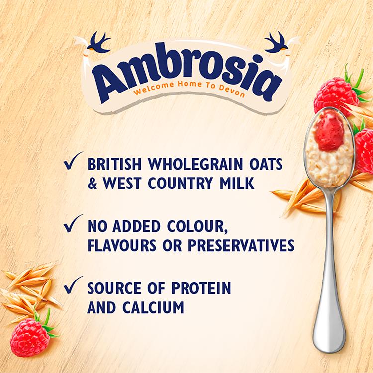 Ambrosia Ready to Eat Porridge Oat Cereal Pot Raspberry Layer 210g thumbnail 3