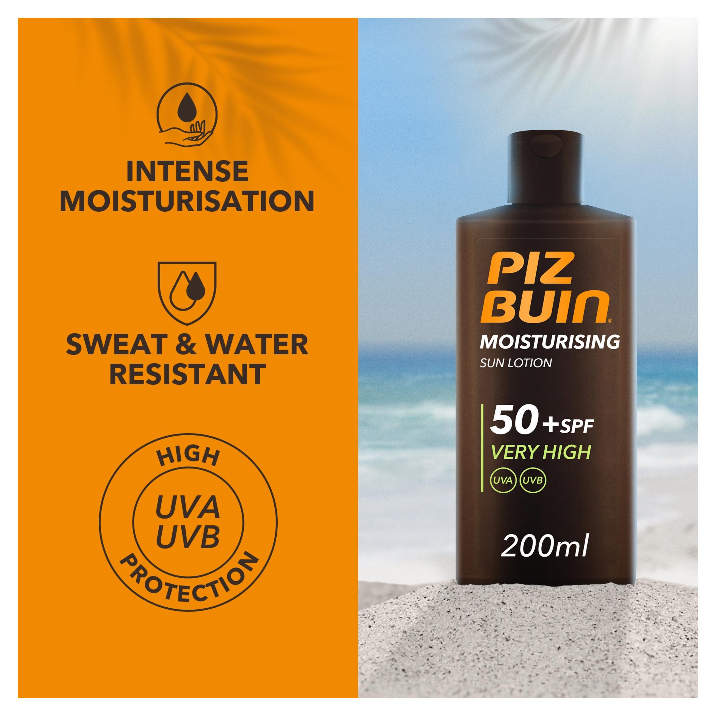 Piz Buin 200ml Moisturising Sun Lotion SPF 50+ Sun Cream thumbnail 3