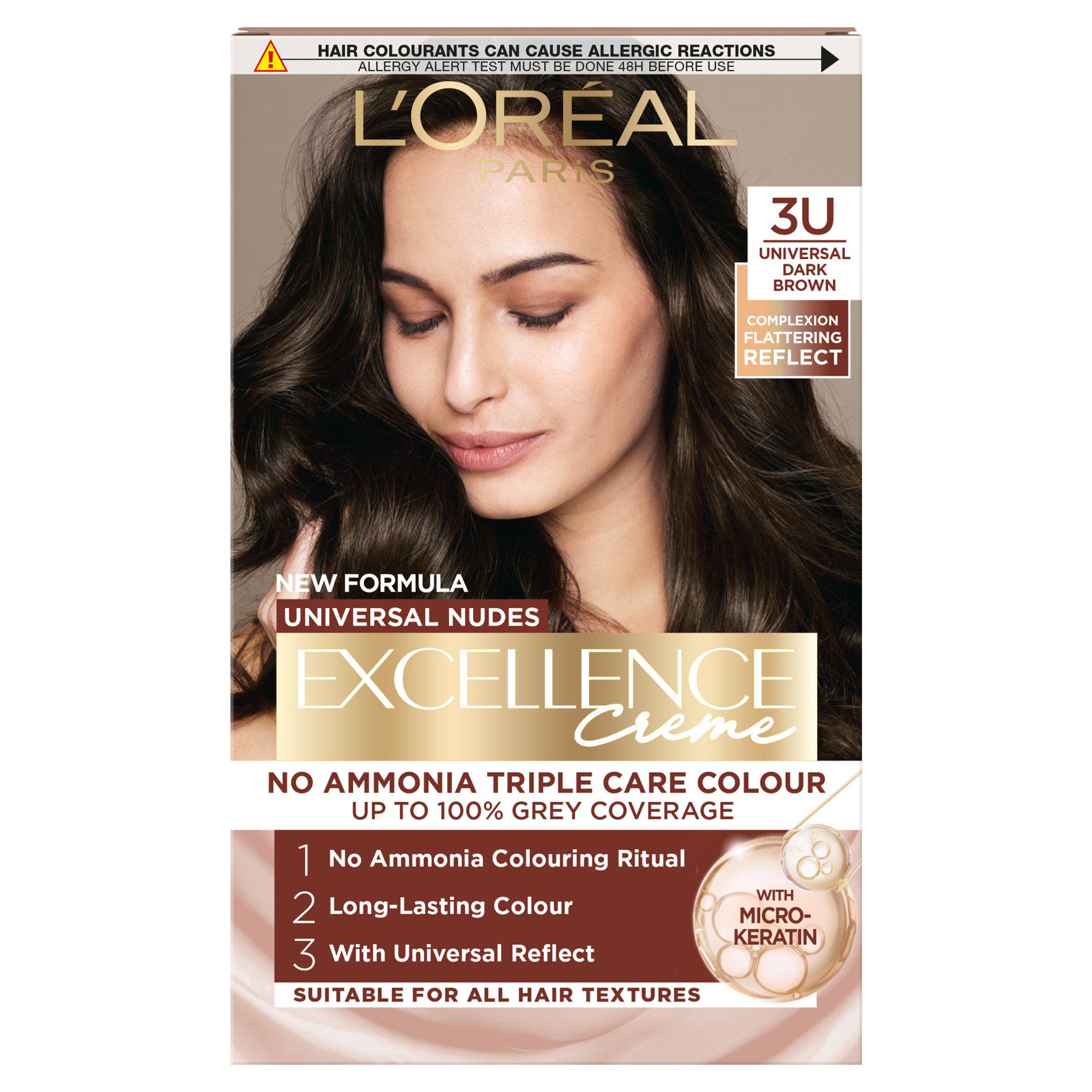 L'Oreal Paris Excellence Universal Nudes Universal Dark Brown 3U with Complexion Flattering Reflects