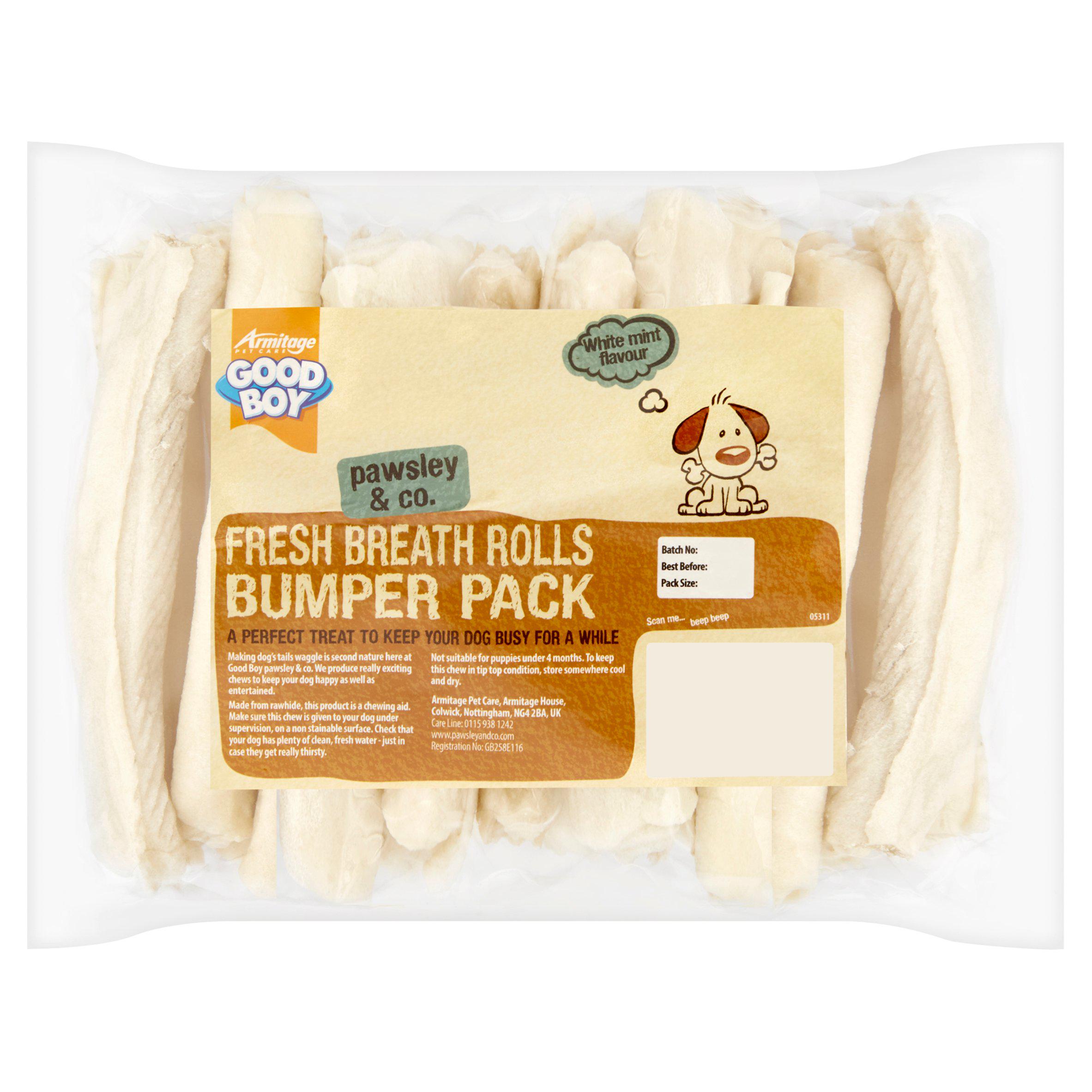 Good Boy Pawsley & Co Fresh Breath Rolls Bumper Pack White Mint Flavour Dog Treat