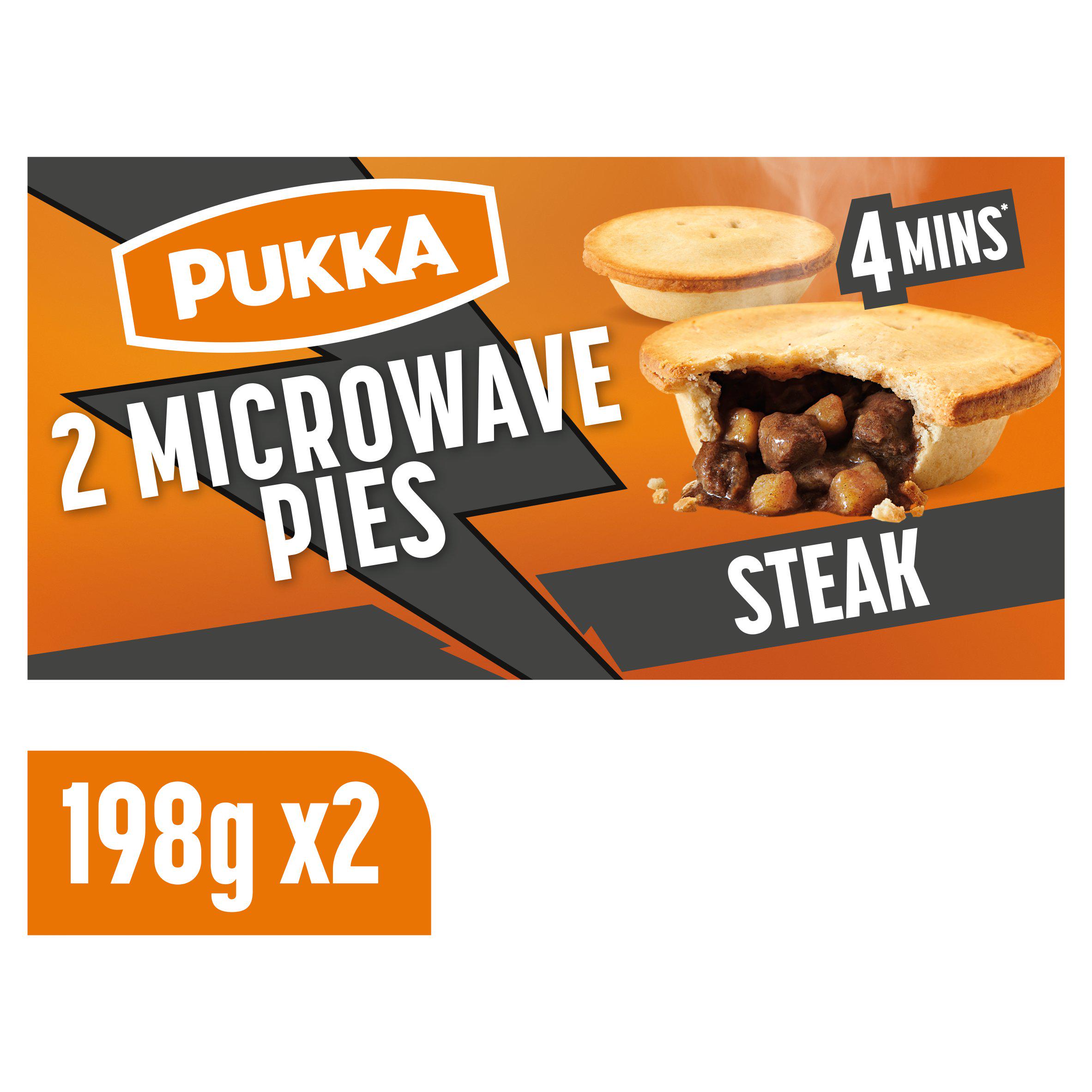 Pukka Steak Microwaveable Shortcrust Pies x2