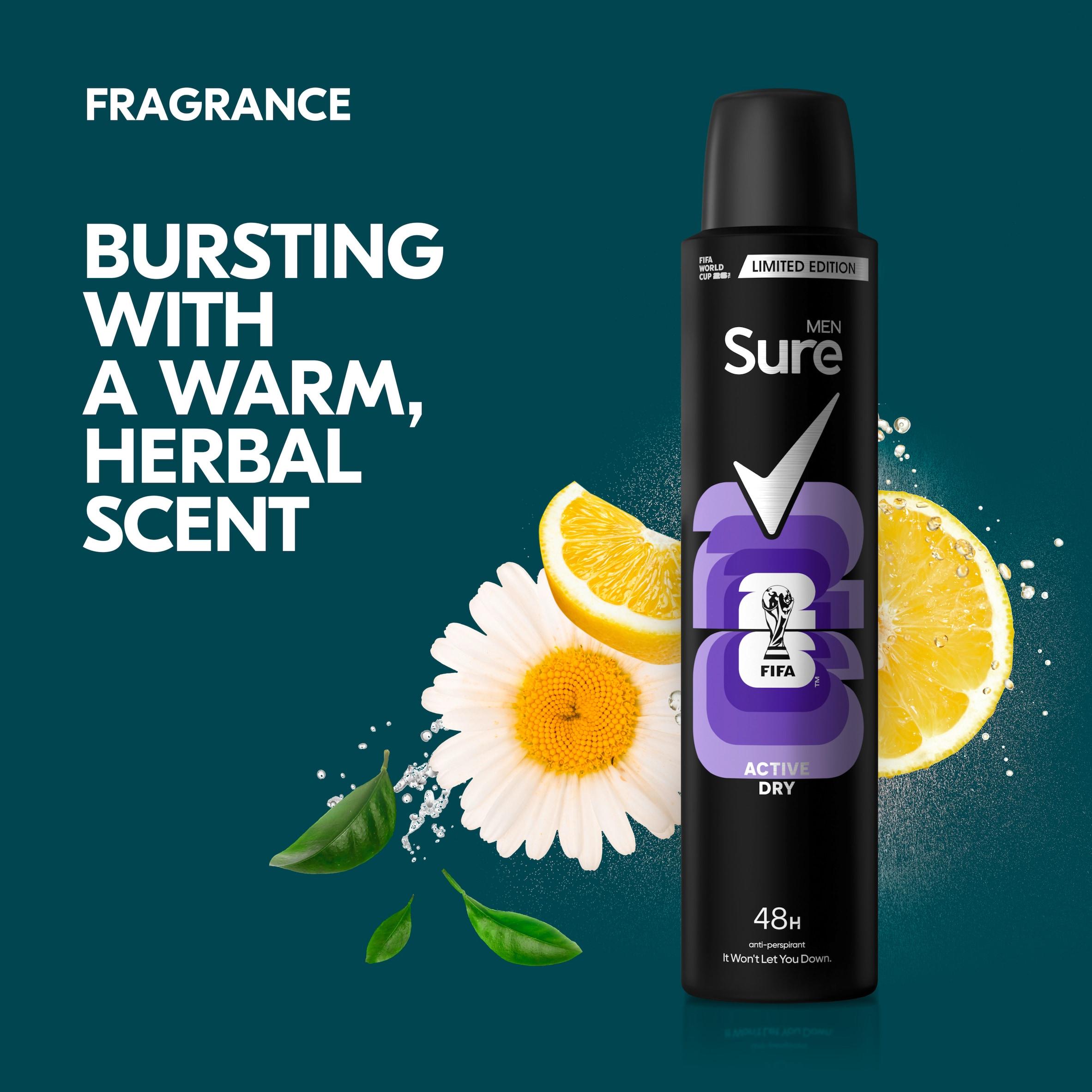 Sure Men 200ml Active Dry 48h Antiperspirant Aerosol Deodorant thumbnail 3