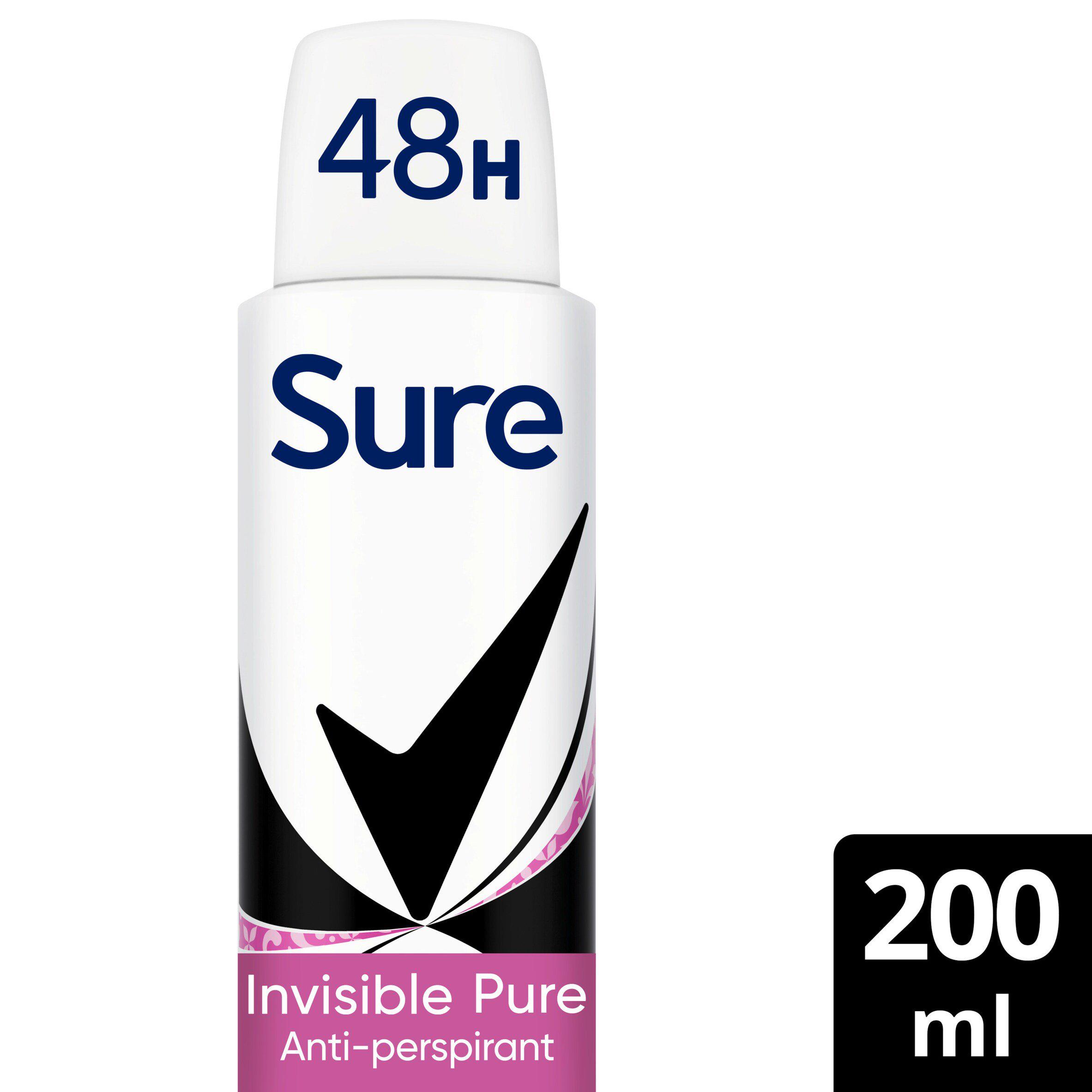 Sure Women 200ml Invisible Pure 48h Antiperspirant Aerosol Deodorant