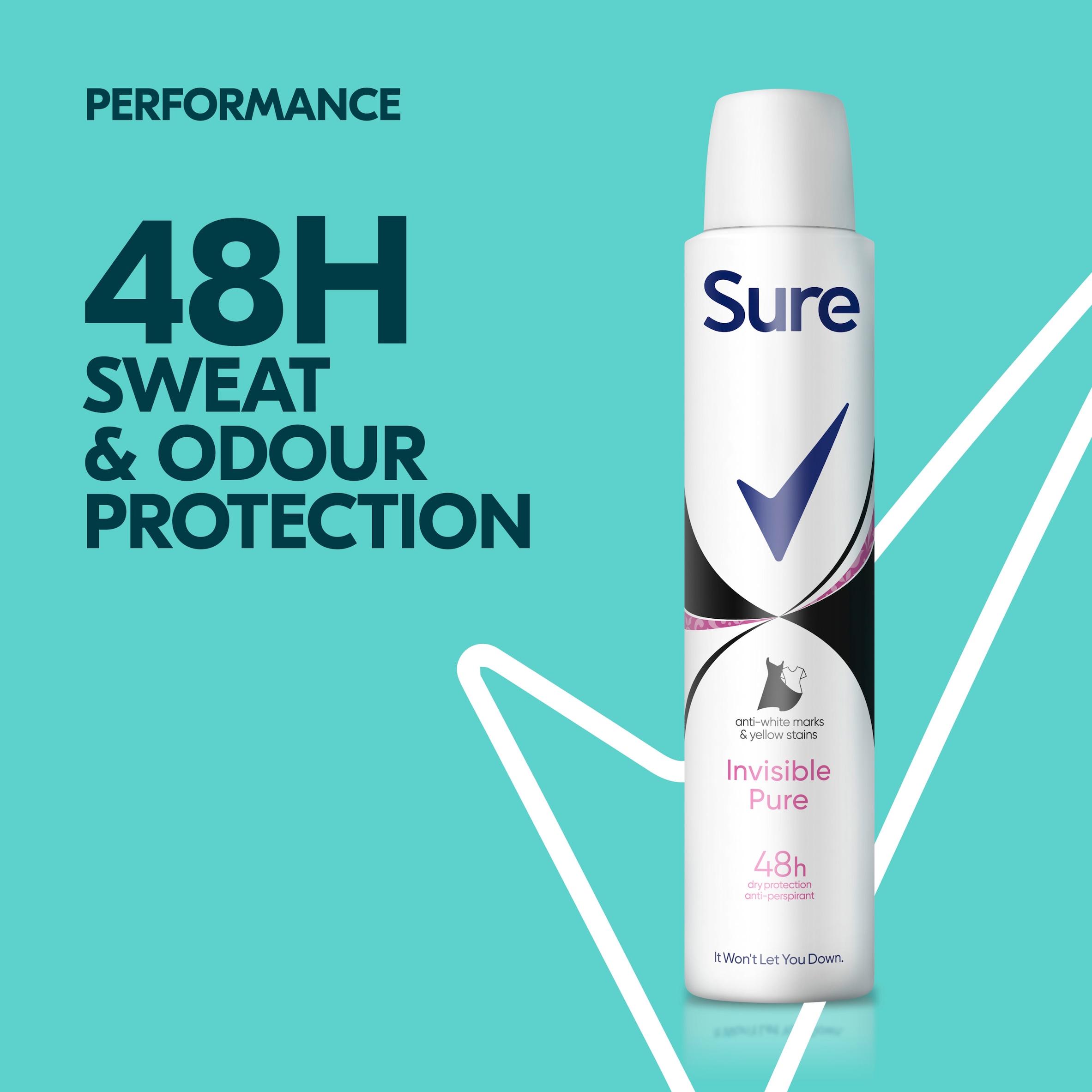Sure Women 200ml Invisible Pure 48h Antiperspirant Aerosol Deodorant thumbnail 2