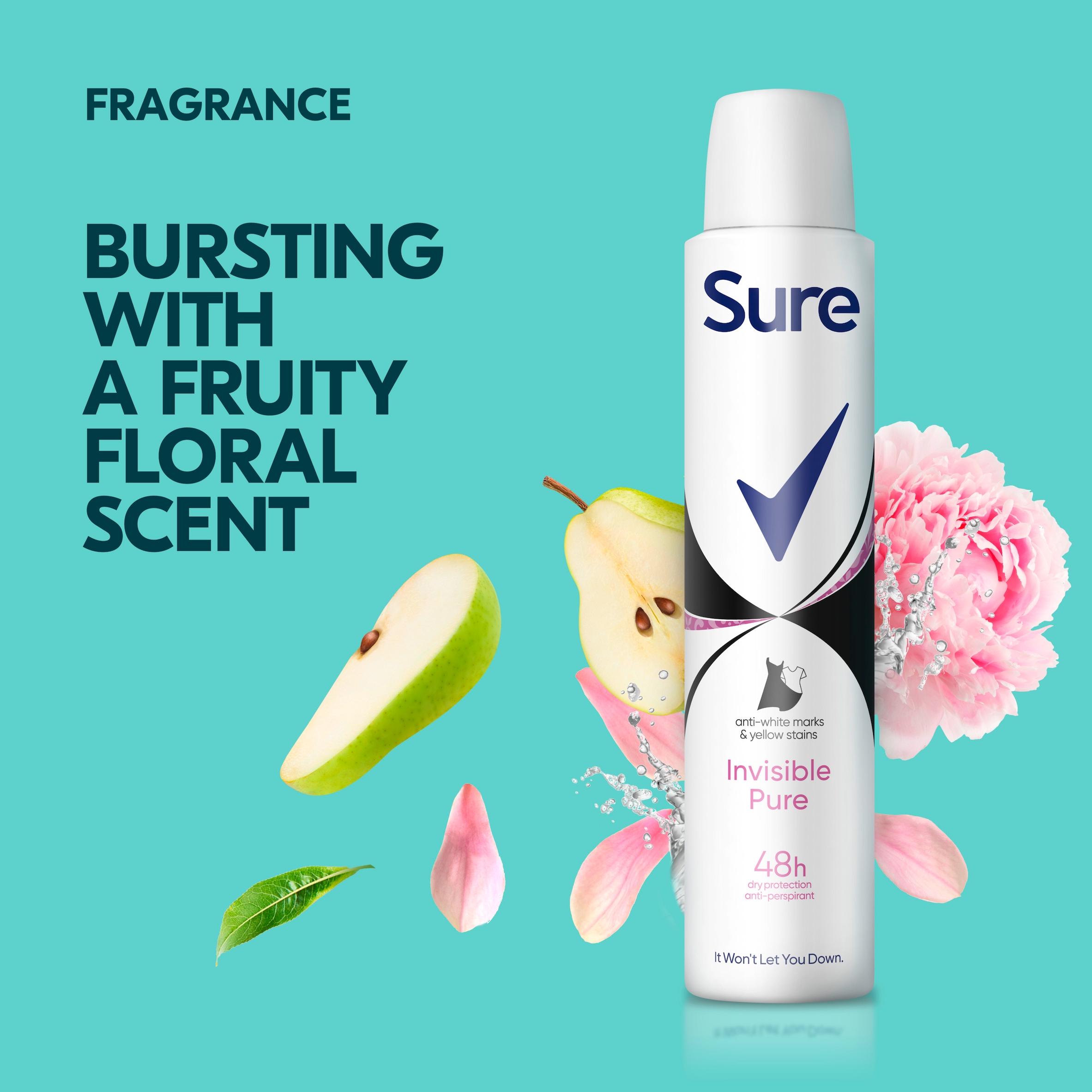 Sure Women 200ml Invisible Pure 48h Antiperspirant Aerosol Deodorant thumbnail 3
