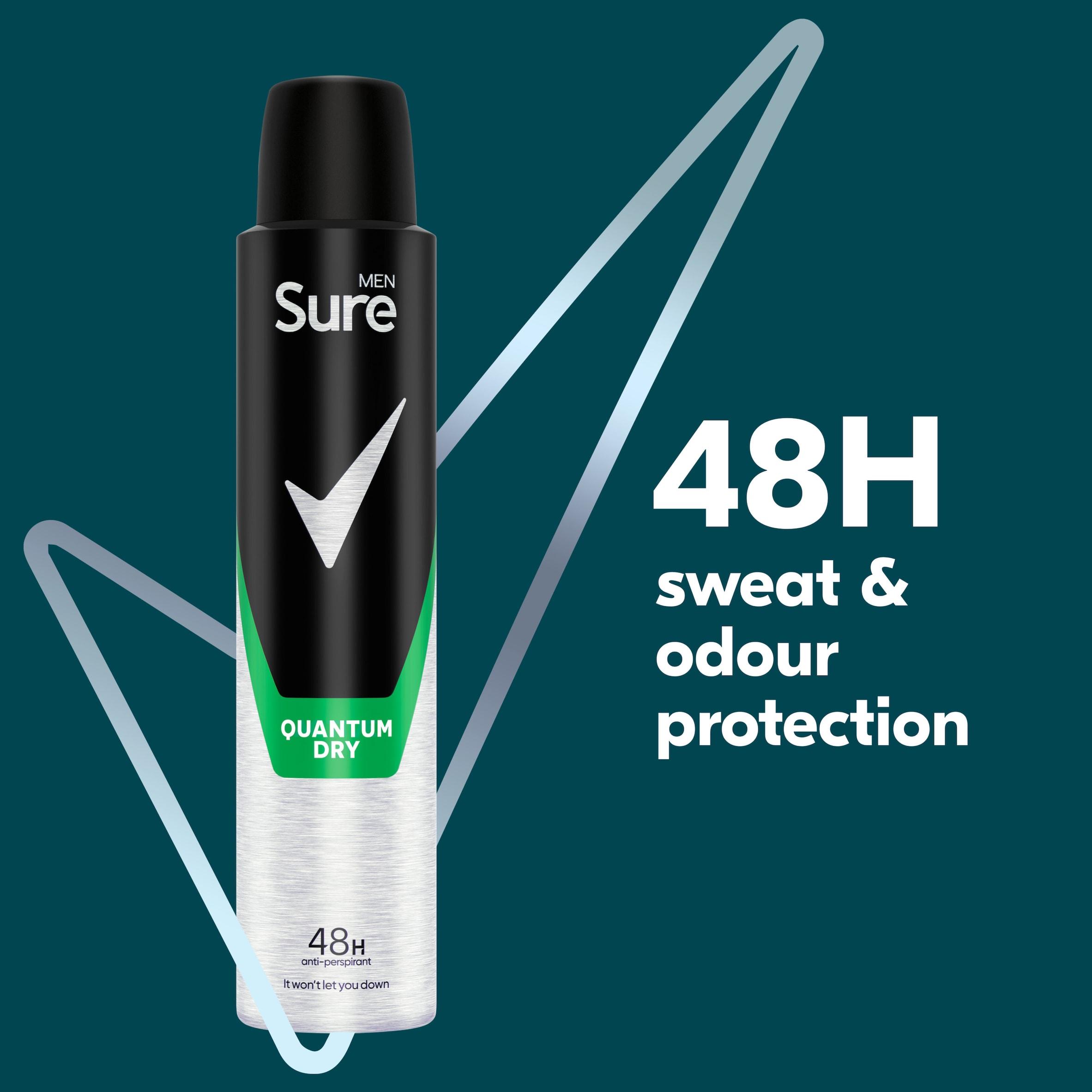 Sure Men 200ml Quantum Dry 48h Antiperspirant Aerosol Deodorant thumbnail 2