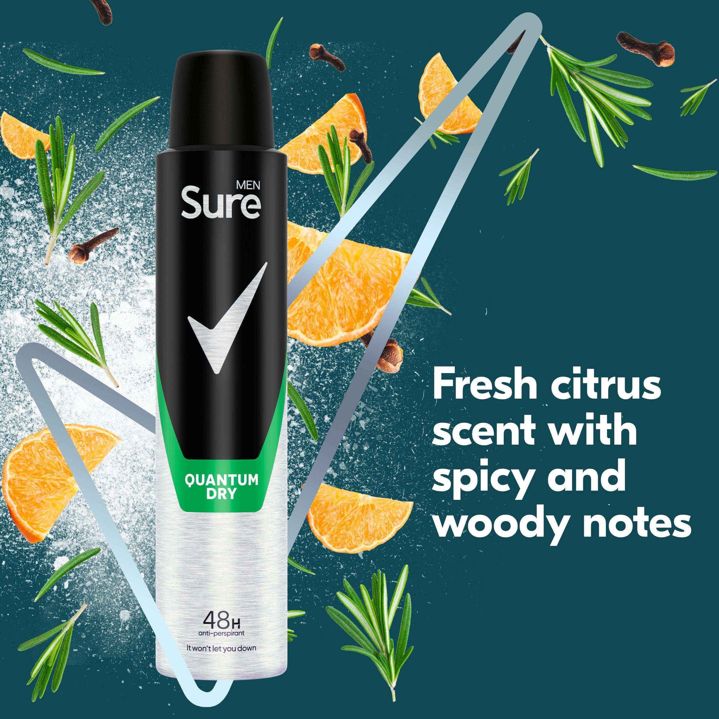 Sure Men 200ml Quantum Dry 48h Antiperspirant Aerosol Deodorant thumbnail 3