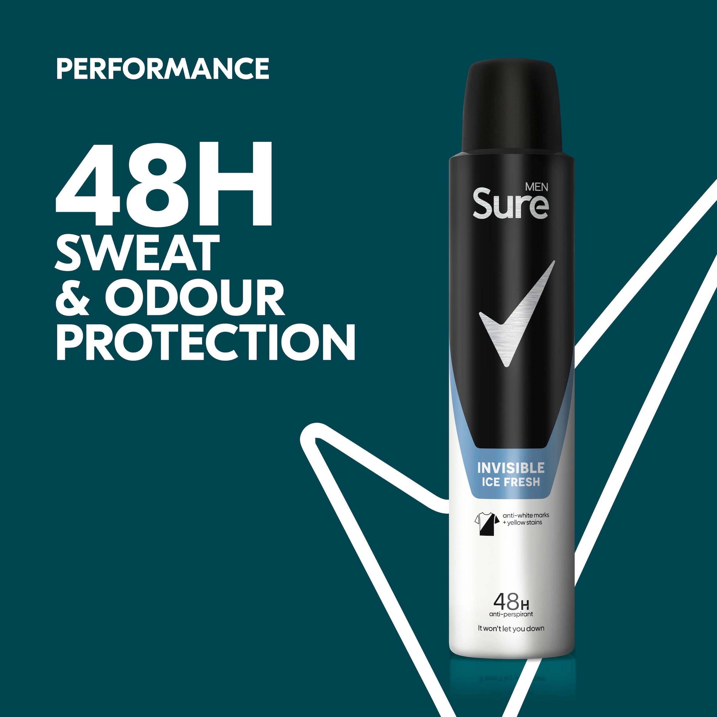 Sure Men 200ml Invisible Ice Fresh 48h Antiperspirant Aerosol Deodorant thumbnail 2