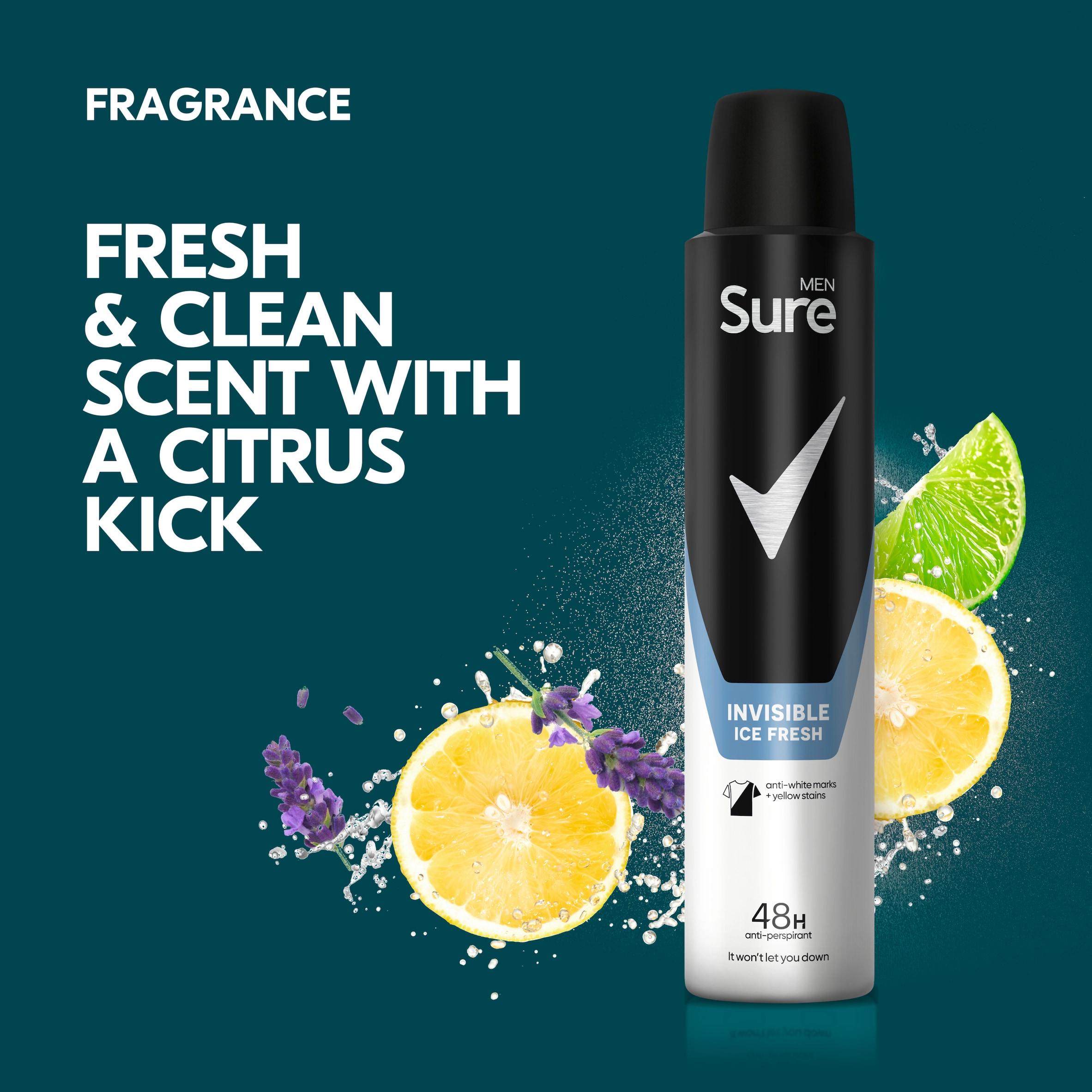 Sure Men 200ml Invisible Ice Fresh 48h Antiperspirant Aerosol Deodorant thumbnail 3