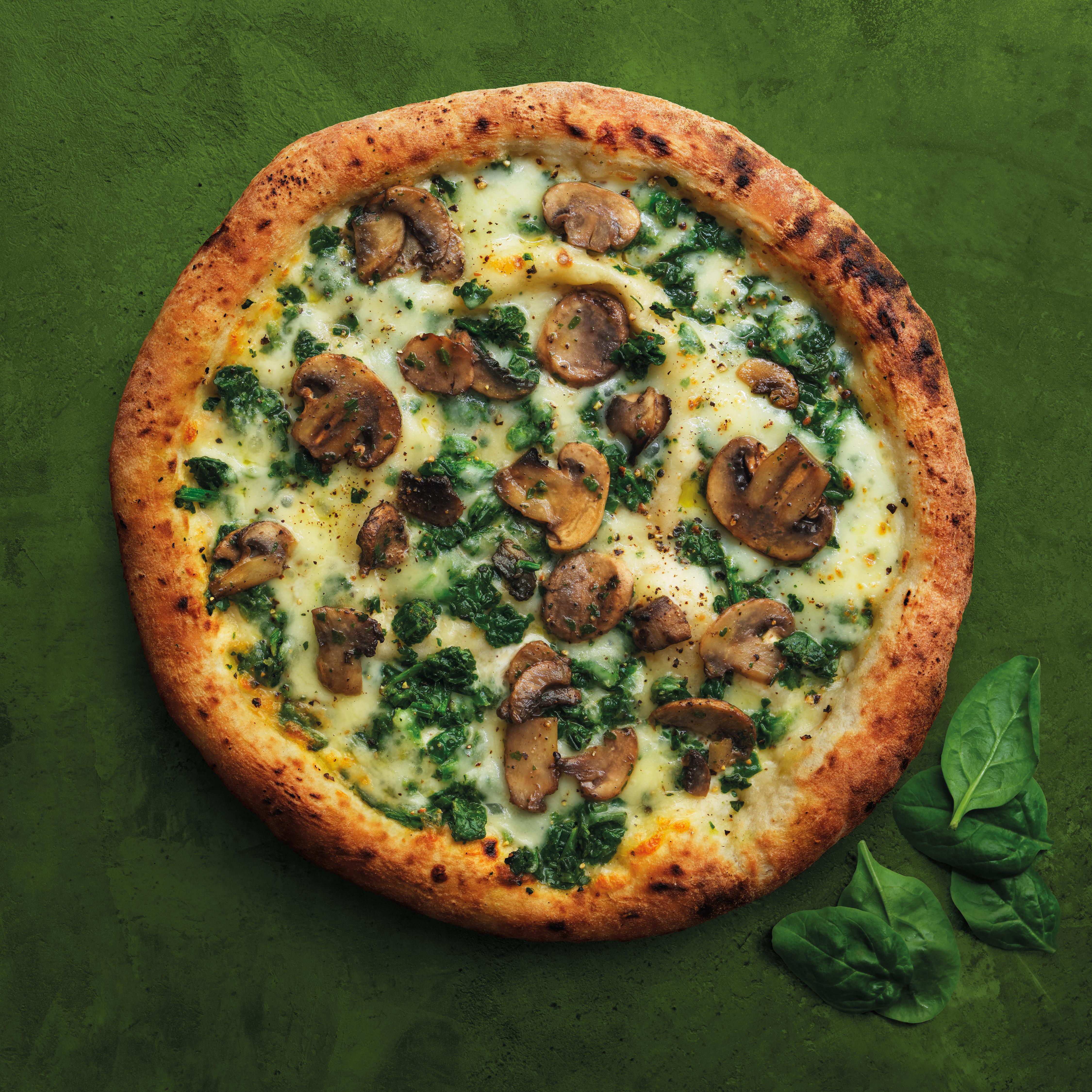 Crosta & Mollica Fiorentina Mushrooms Spinach Creamy Garlic Sourdough Pizza 453g thumbnail 3