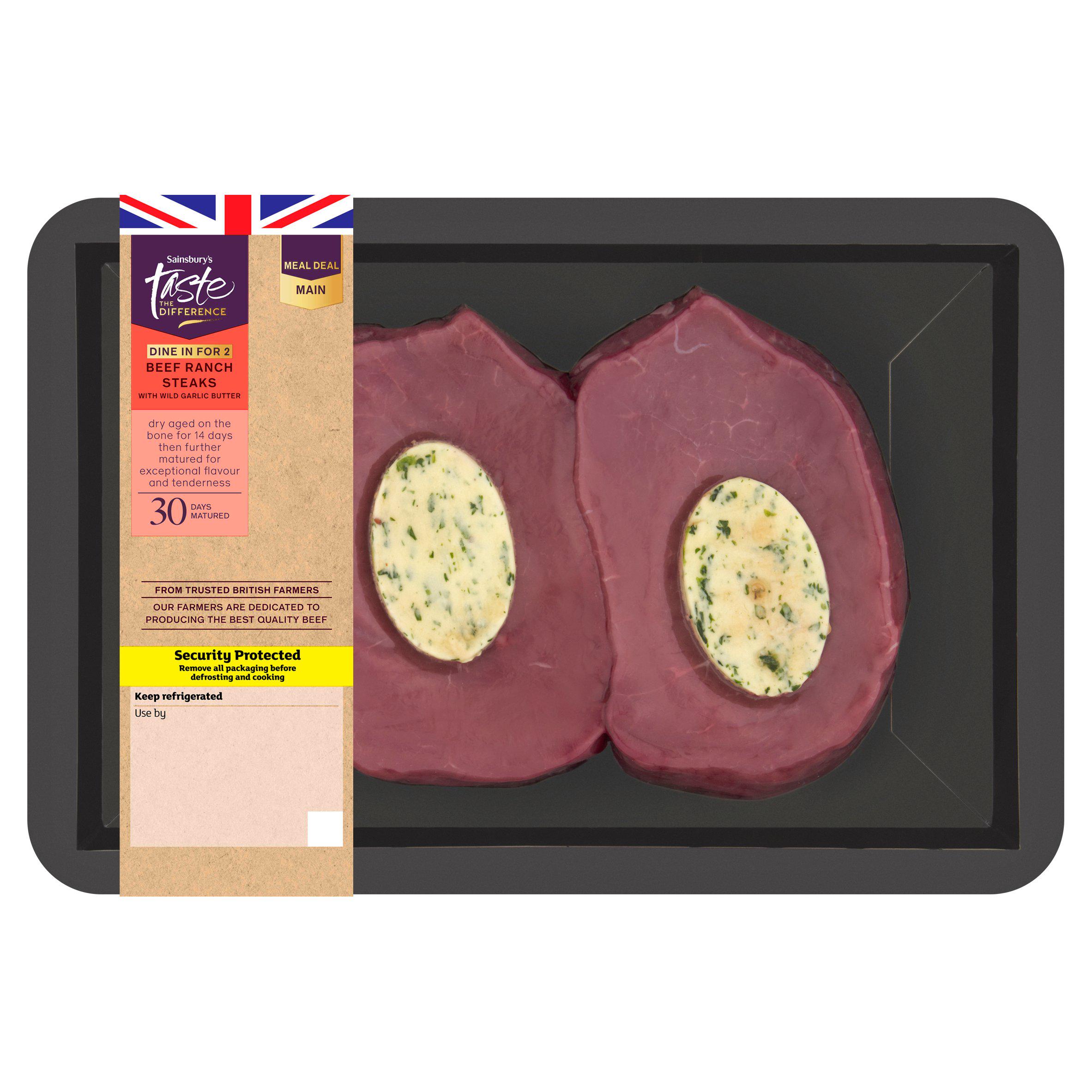 Sainsbury's Beef Ranch Steaks with Garlic Butter, Taste the Difference 300g