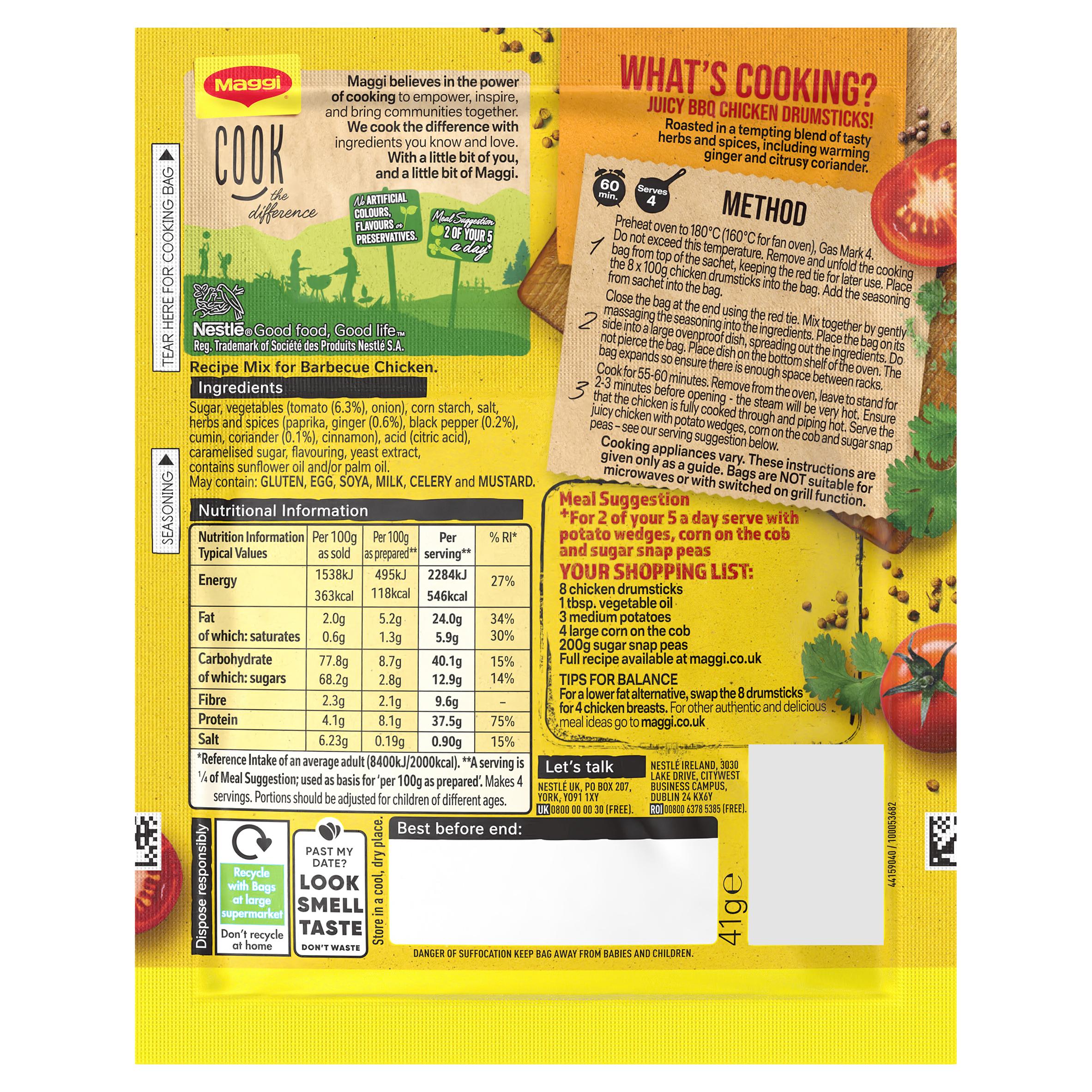 Maggi So Juicy Sweet & Sticky BBQ Chicken Herbs & Spices Recipe Mix 41g thumbnail 6