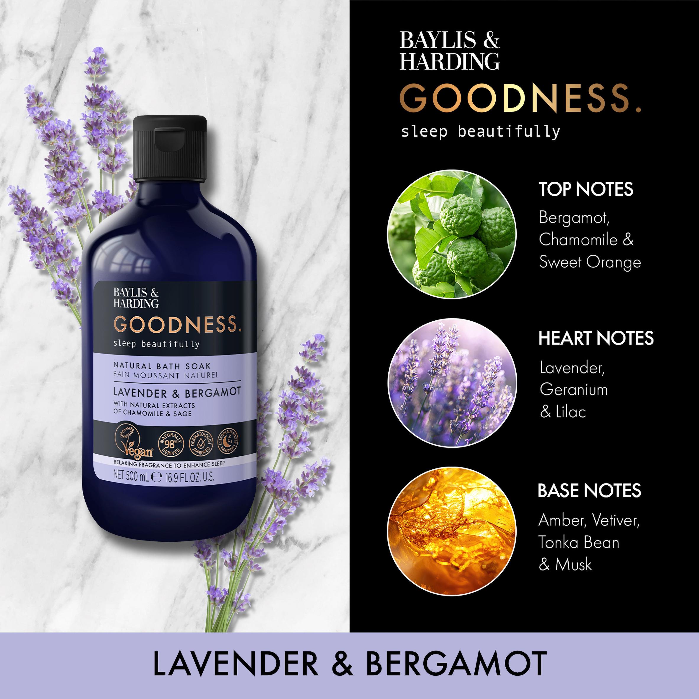 Baylis & Harding Lavender & Bergamot Goodness Natural Bath Soak 500ml thumbnail 2