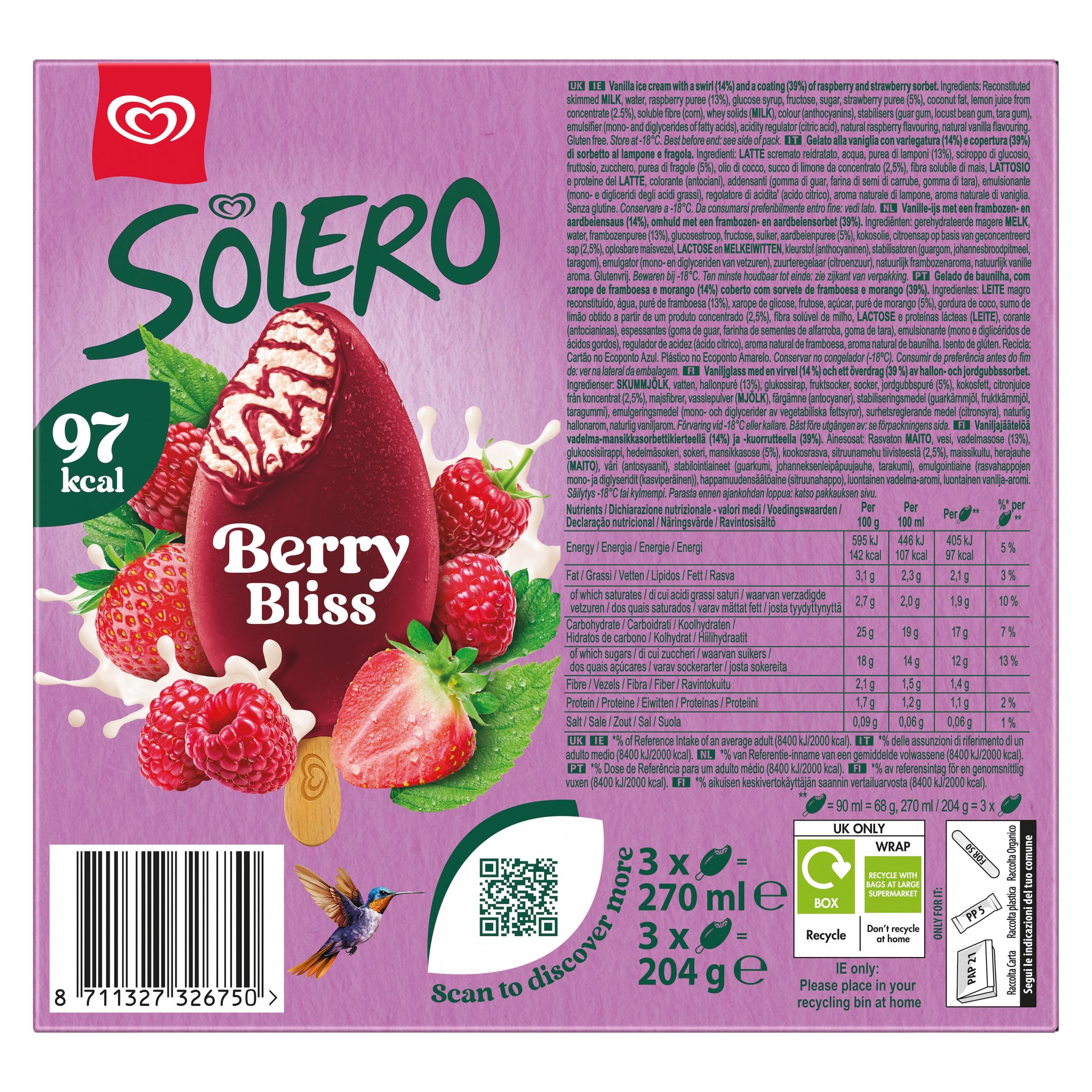 Solero 3 x 90ml Berry Bliss Ice Cream Lollies thumbnail 3