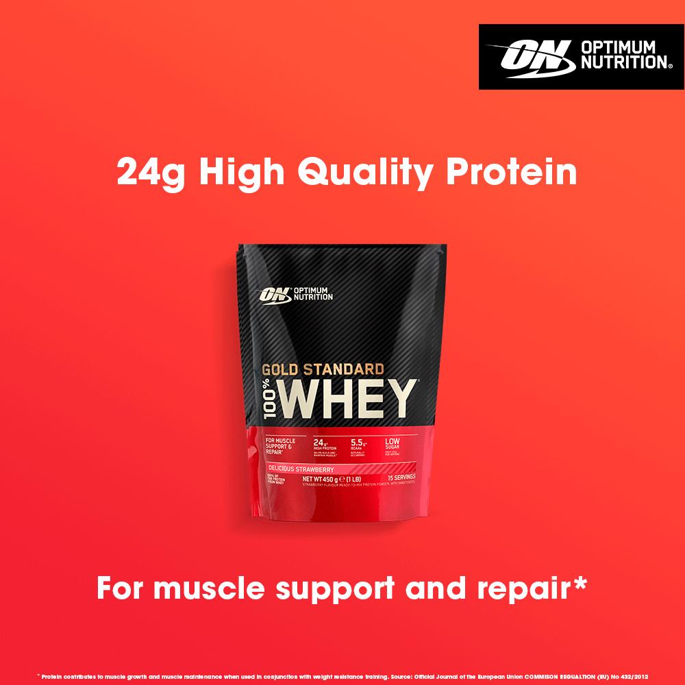 Optimum Nutrition Gold Standard Whey Protein Powder Delicious Strawberry Flavour 15 servings 450g thumbnail 4