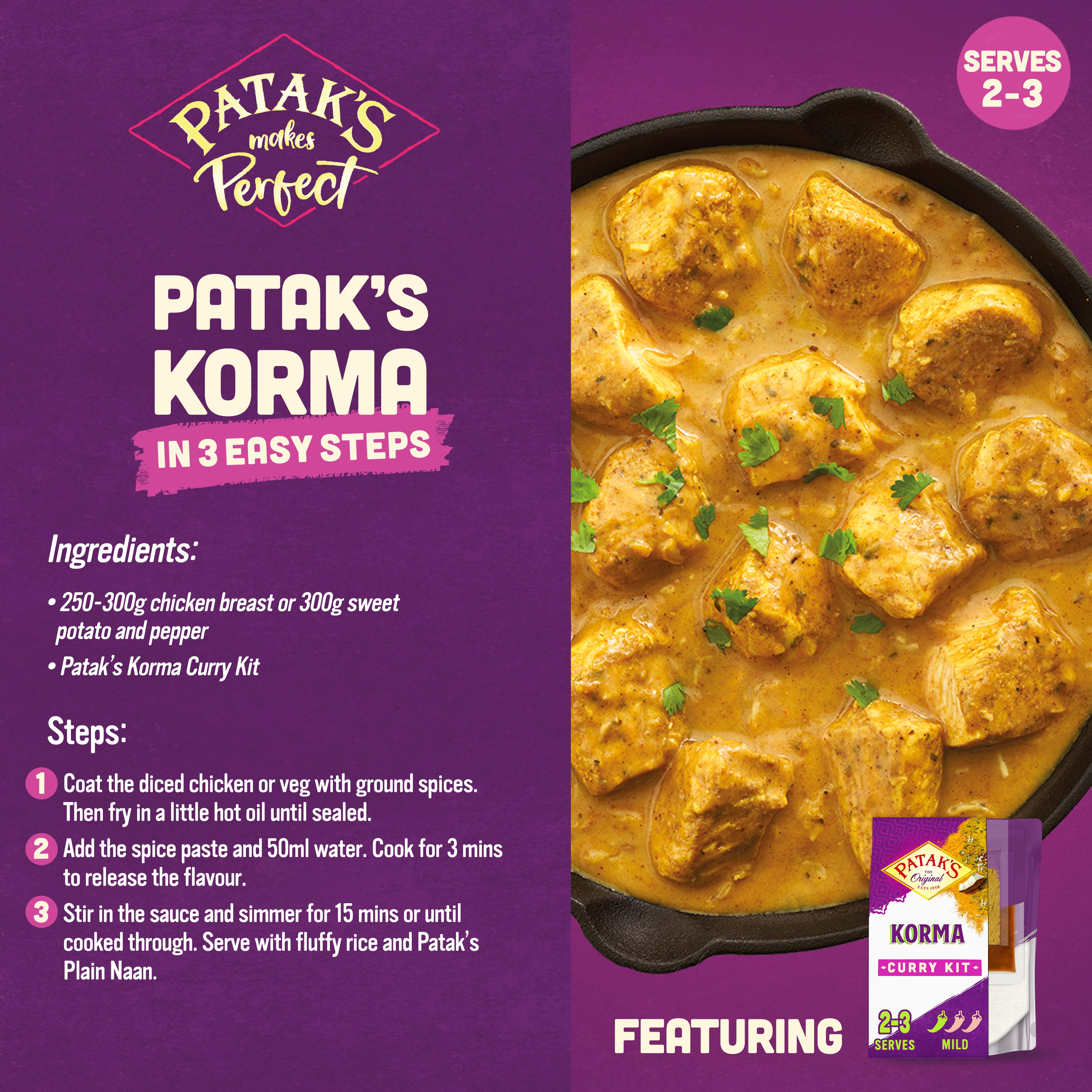 Patak's Keralan Style Korma Curry Sauce Kit 270g thumbnail 2