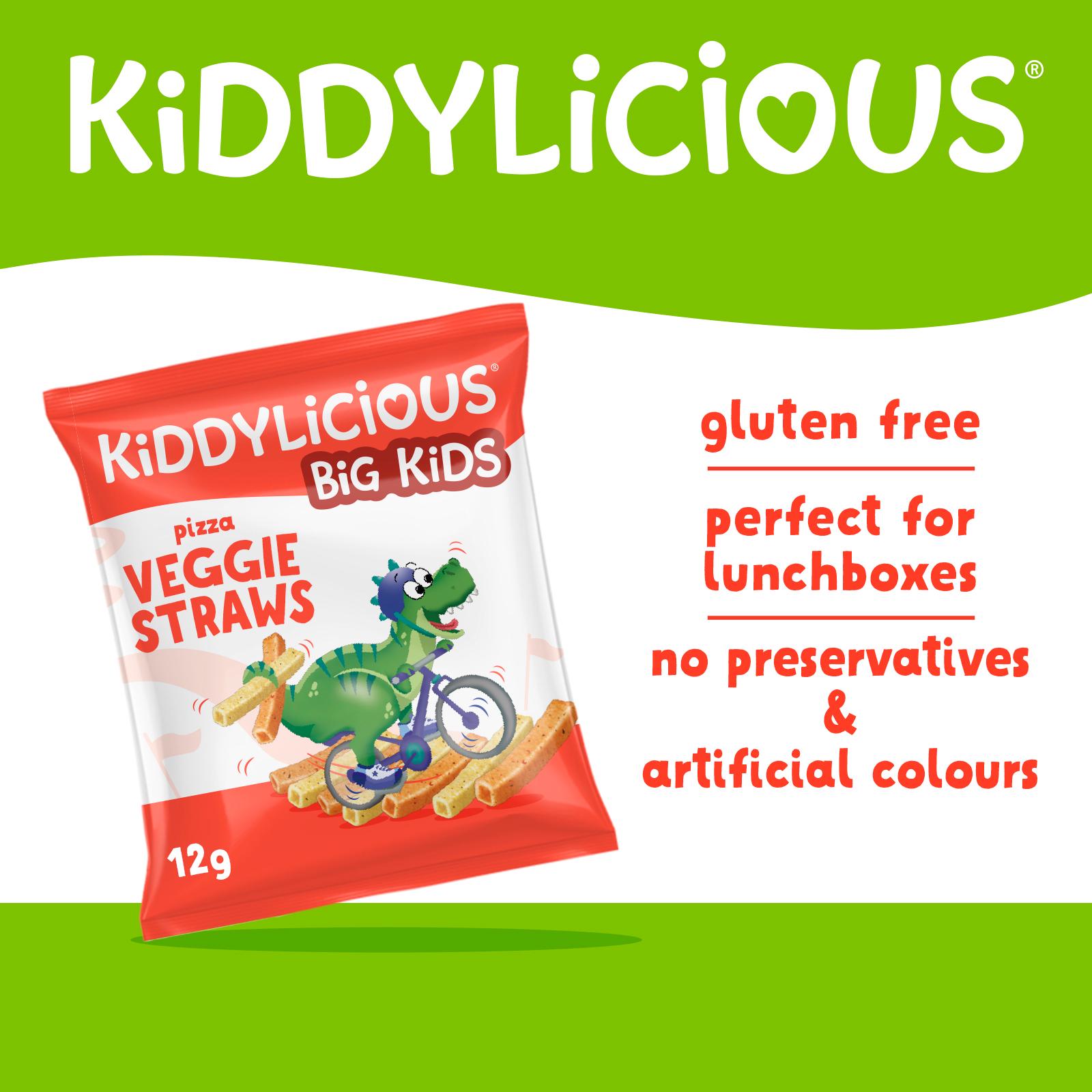 Kiddylicious Pizza Flavoured Veggie Straws Kids Snacks 4x12g thumbnail 2