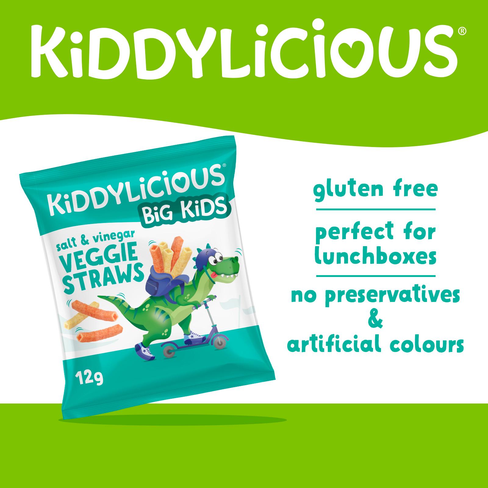 Kiddylicious Salt & Vinegar Veggie Straws Kids Snacks 4x12g thumbnail 2