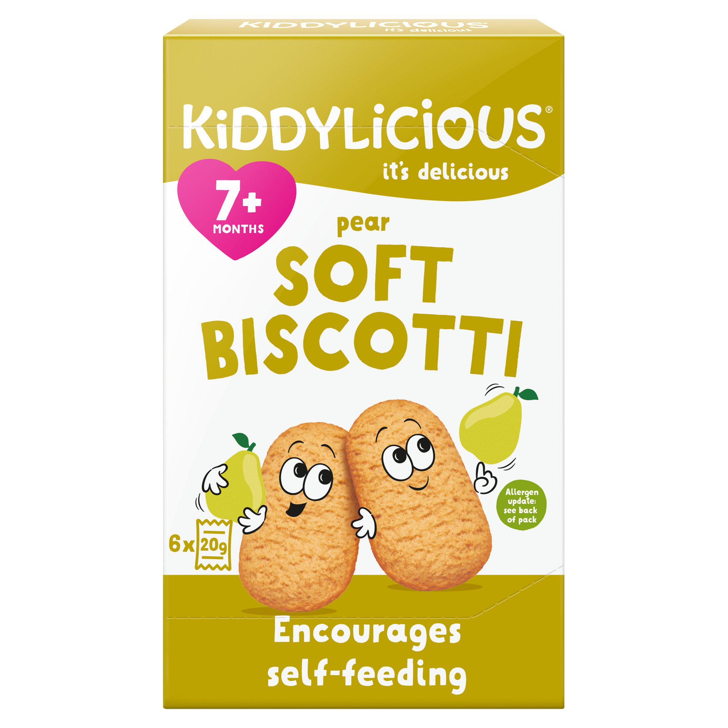 Kiddylicious Pear Soft Biscotti Baby Snacks 6x20g