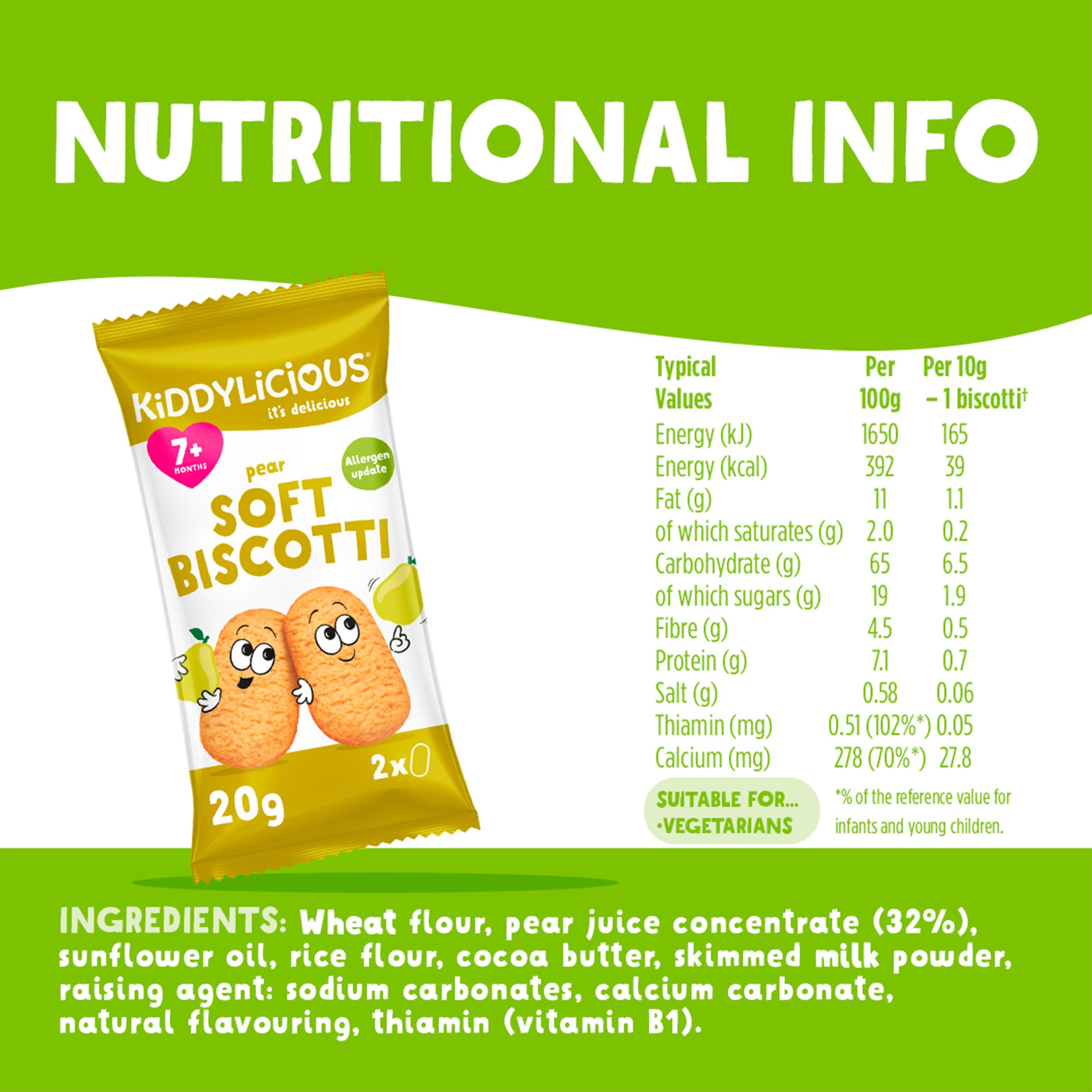 Kiddylicious Pear Soft Biscotti Baby Snacks 6x20g thumbnail 3