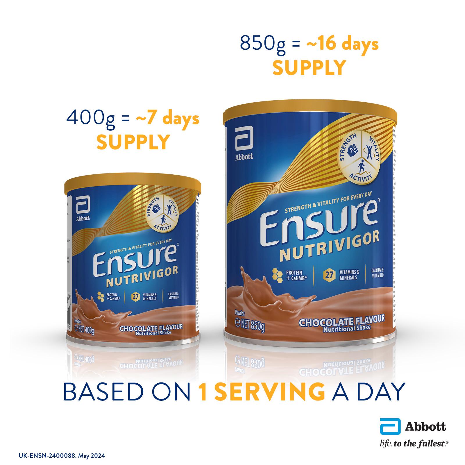 Ensure NutriVigor Chocolate Flavour Nutritional Protein Shake 400g thumbnail 3