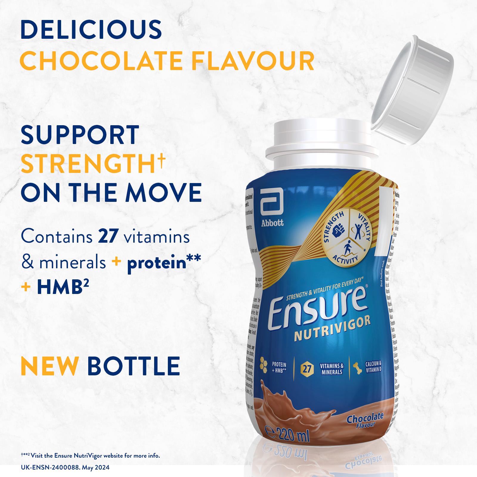 Ensure Nutrivigor Chocolate Flavour Nutritional Ready to Drink Protein Shake 220ml thumbnail 2