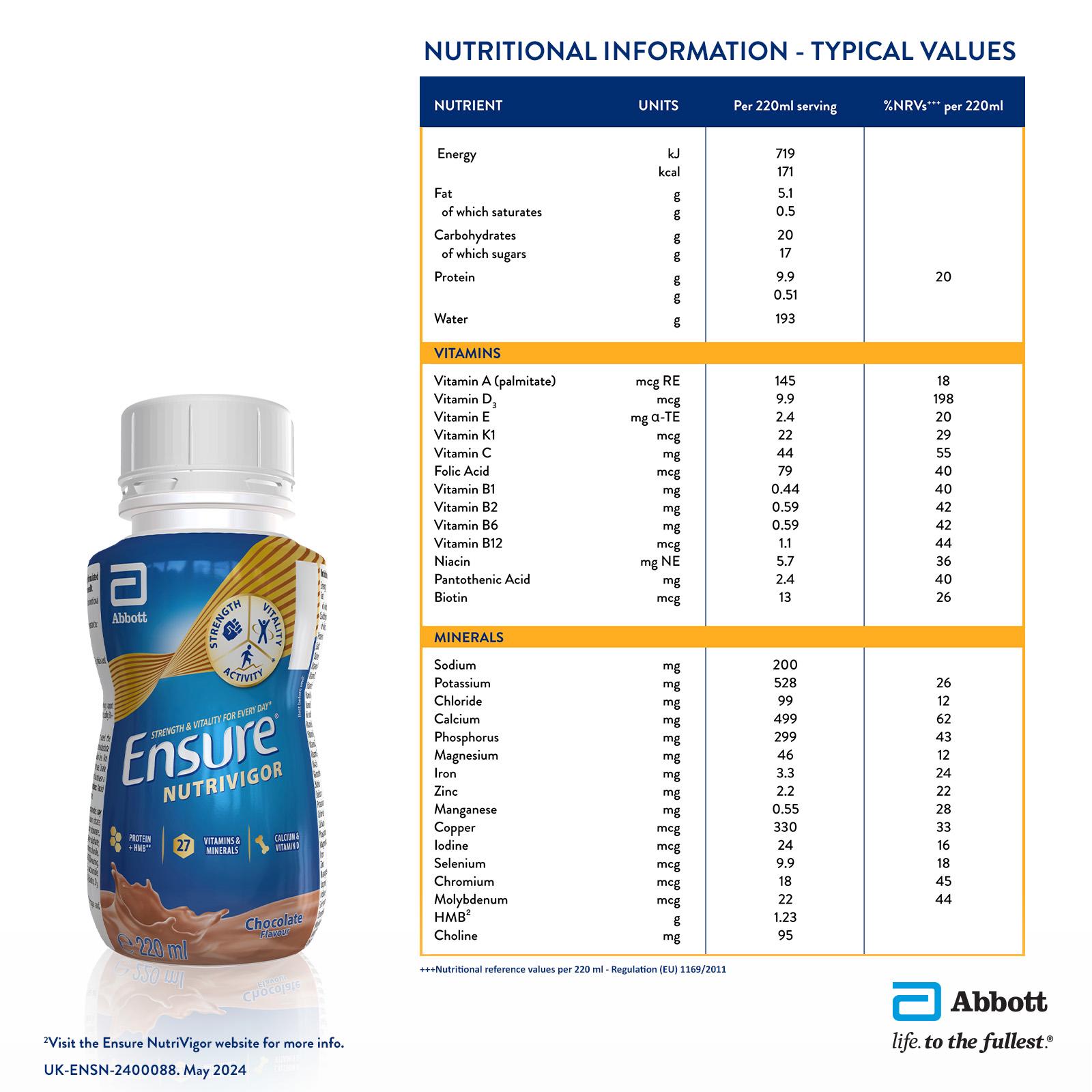 Ensure Nutrivigor Chocolate Flavour Nutritional Ready to Drink Protein Shake 220ml thumbnail 6