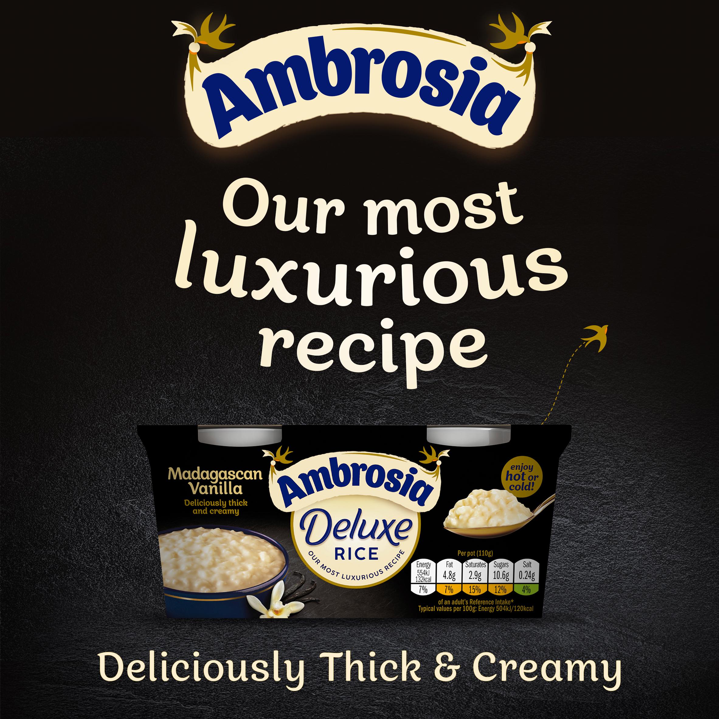 Ambrosia Deluxe 2 x 110g Madagascan Vanilla Rice Pudding Dessert Snack Pots thumbnail 4