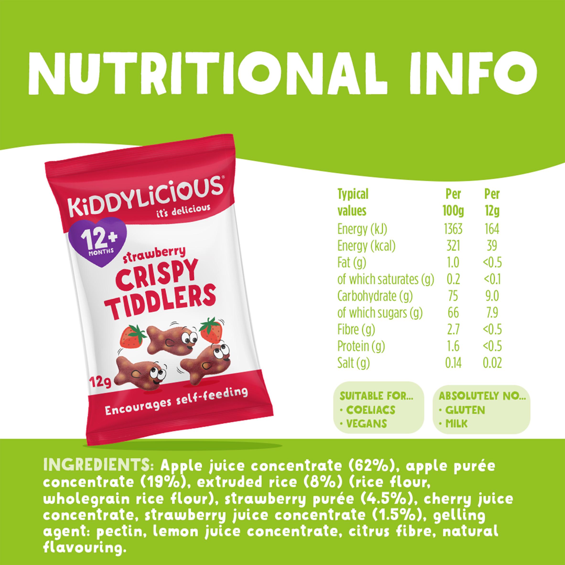 Kiddylicious Strawberry Crispy Tiddlers Baby Snacks 4x12g thumbnail 3