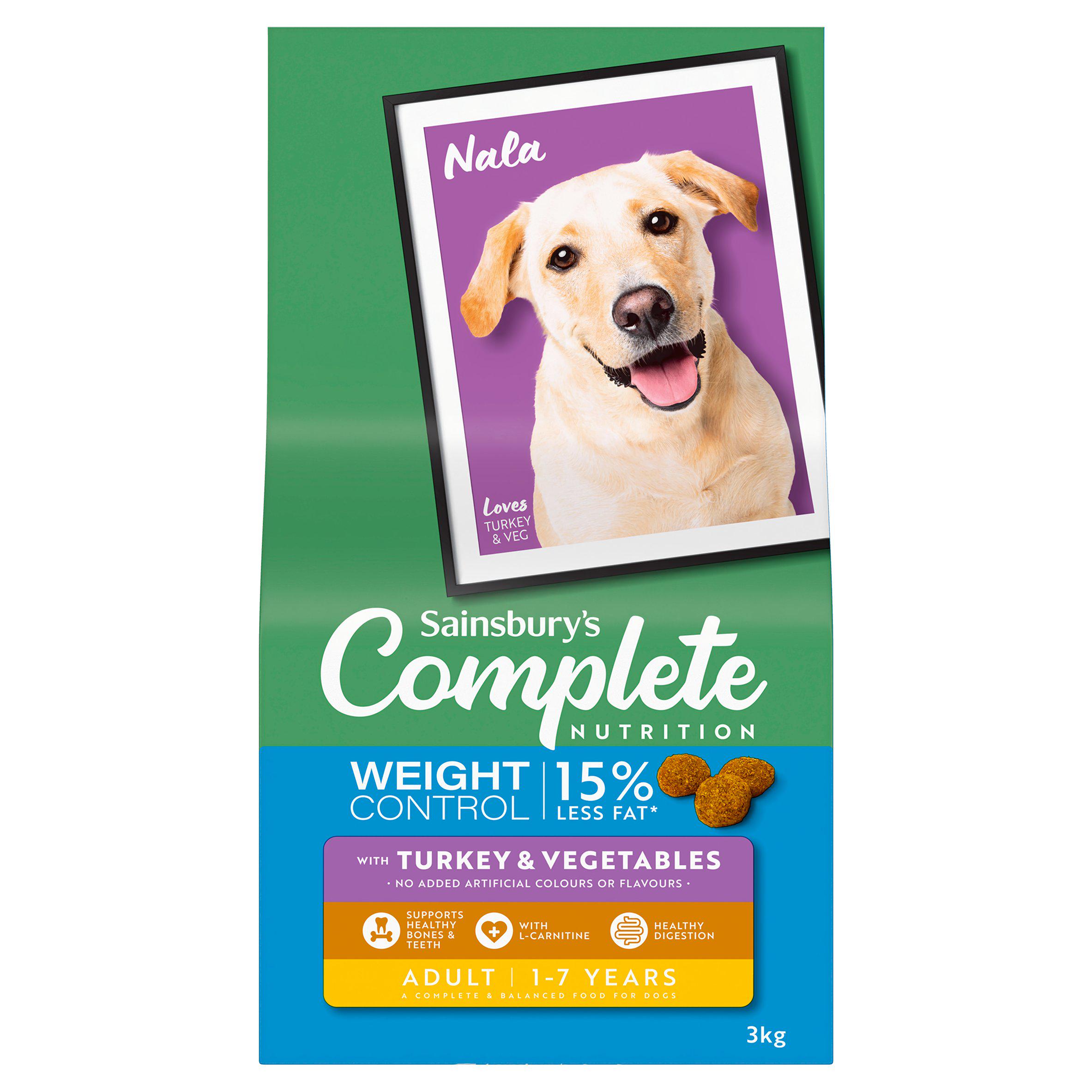 Sainsbury's 3kg Complete Nutrition Weight Control Adult 1 - 7 Years with Turkey & Vegetables