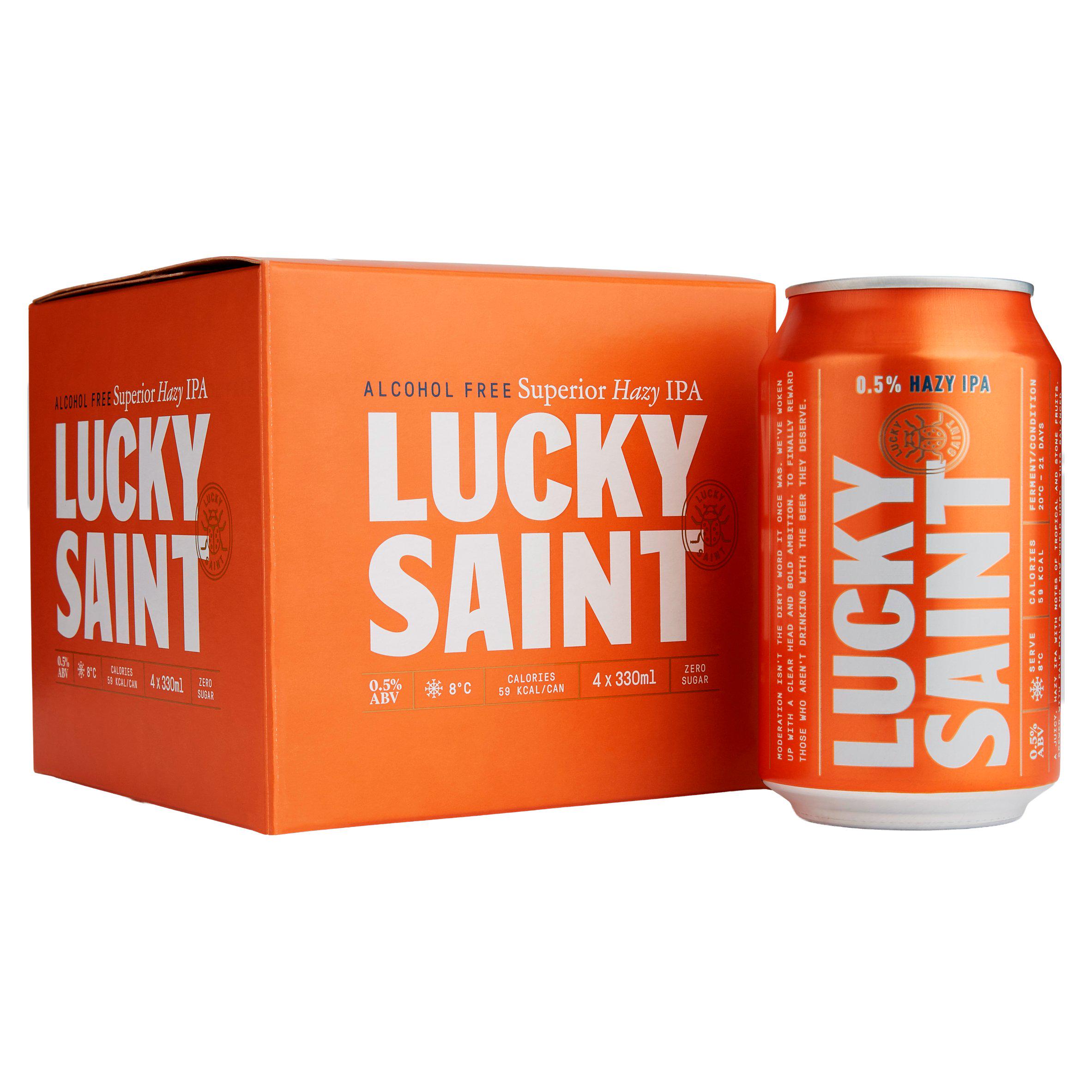 Lucky Saint Hazy IPA 0.5% Low Alcohol Can 4 x 330ml