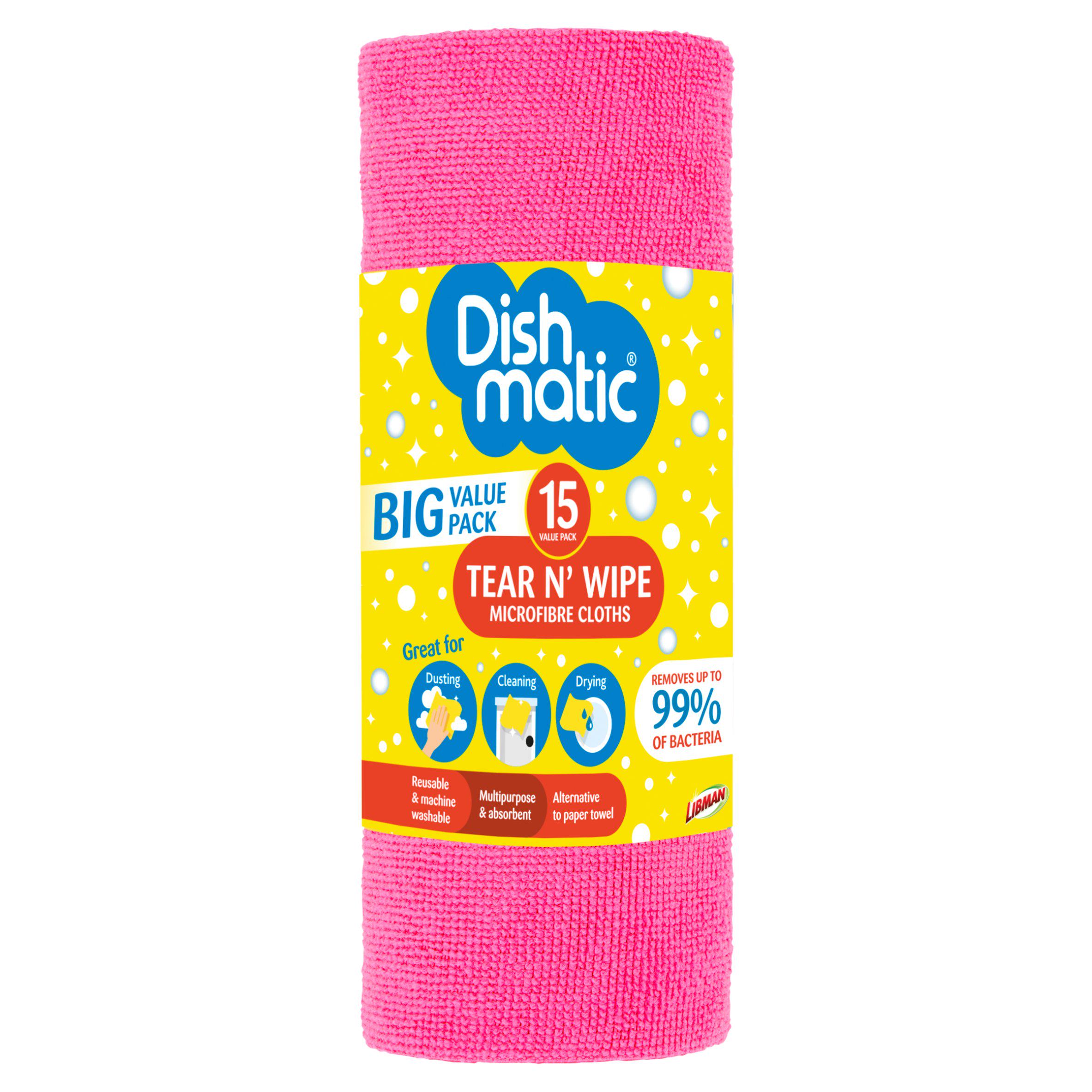 Dishmatic Microfibre Tear N Wipe 15 Rol