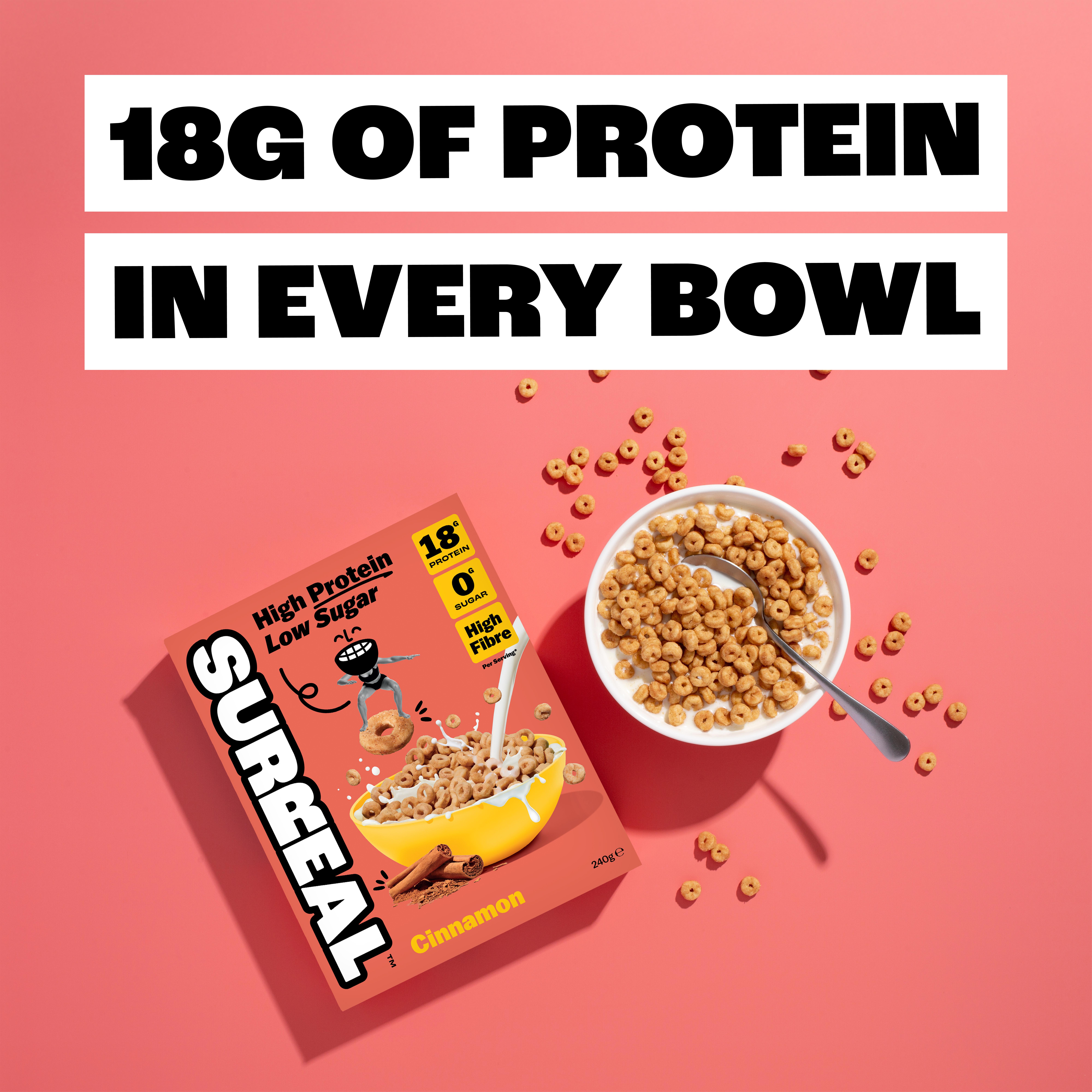 Surreal Cinnamon High Protein Zero Sugar Gluten Free Cereal 240g thumbnail 4