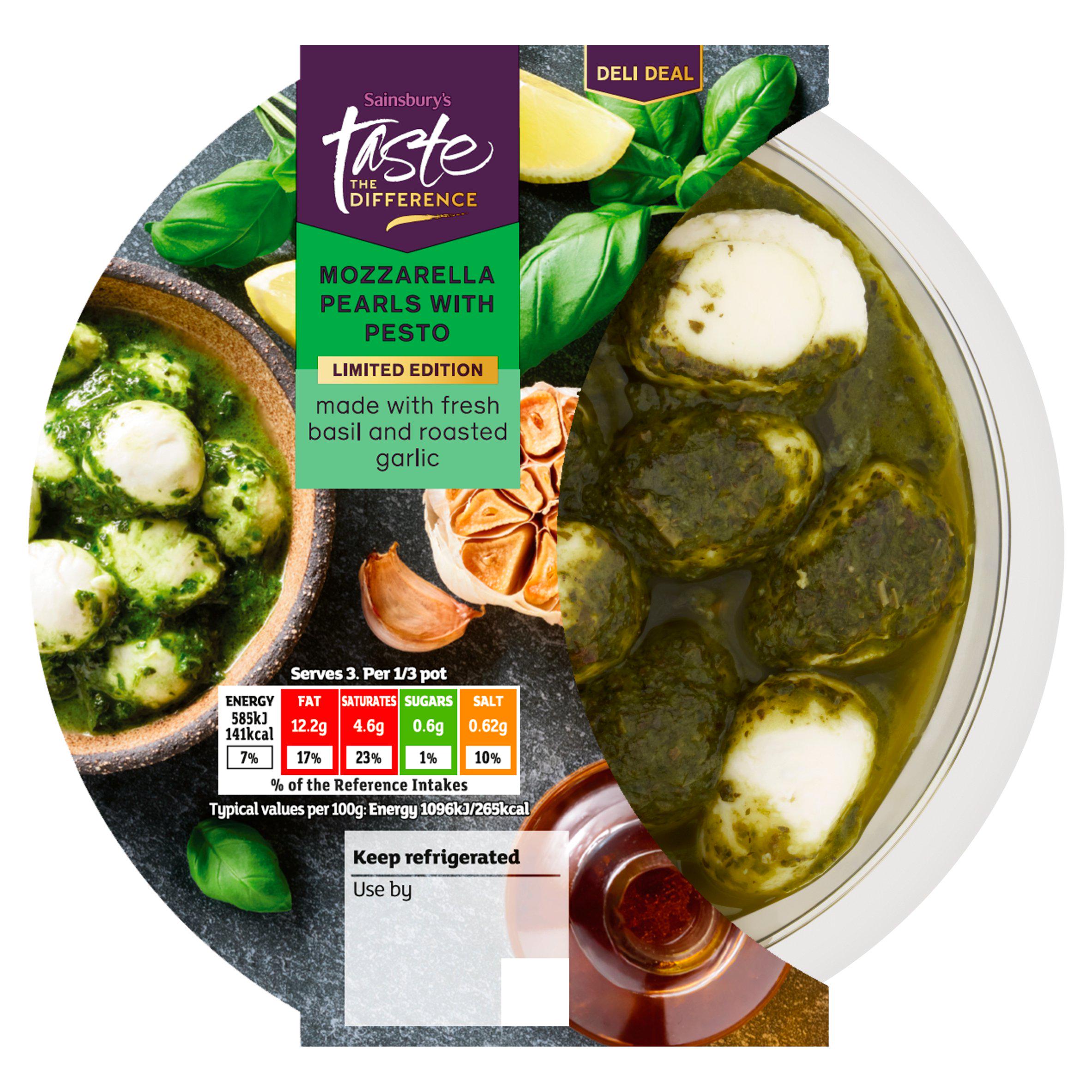 Sainsbury's Mozzarella Pearls with Pesto, Limited Edition, Taste the Difference 160g