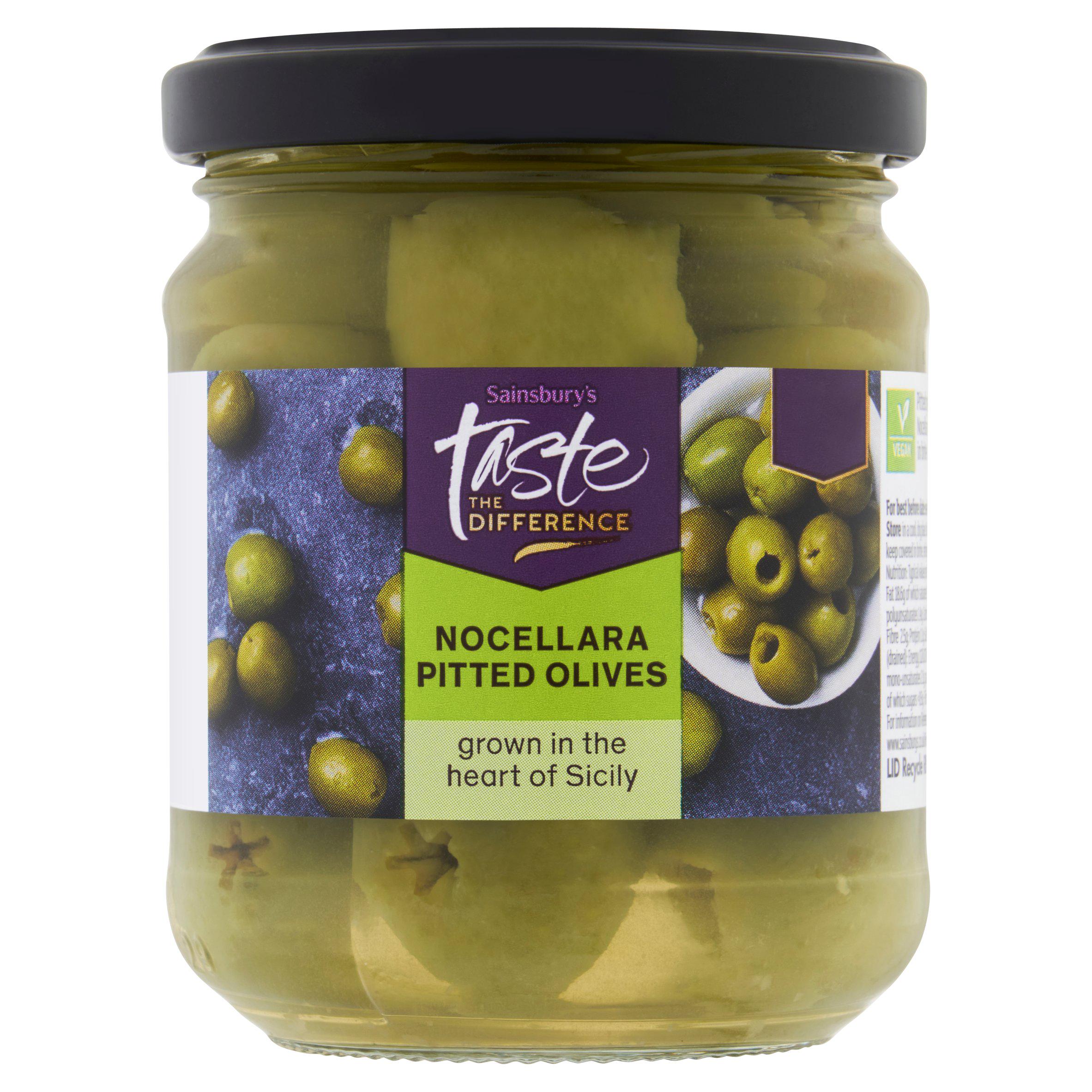 Sainsbury's Nocellara Pitted Olives, Taste the Difference 180g