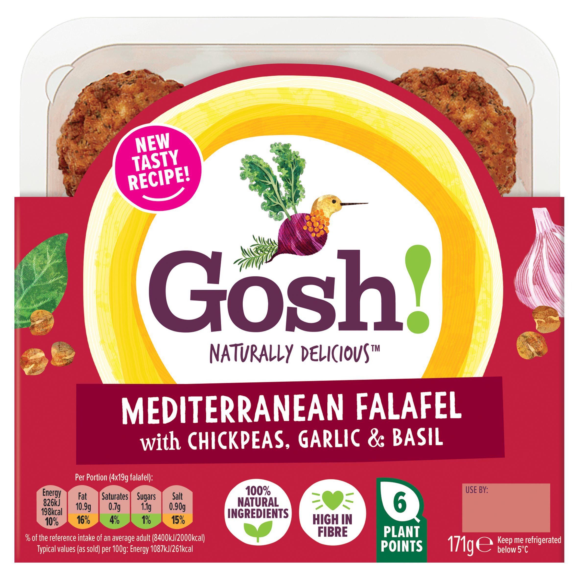 Gosh! Mediterranean Falafel made with chunky chickpeas onion spices & herbs