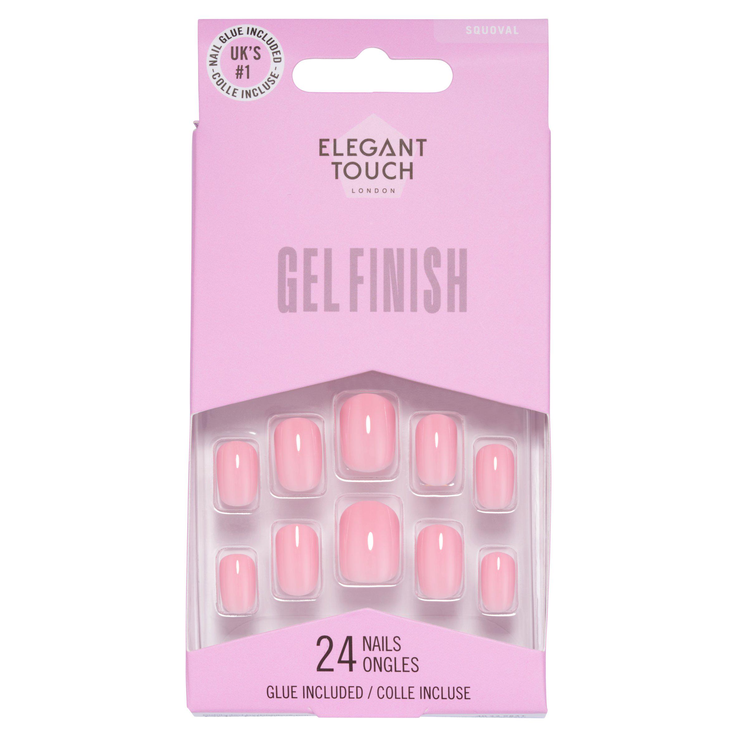 Elegant Touch Gel Finish Squoval False Nails Perfect Pink
