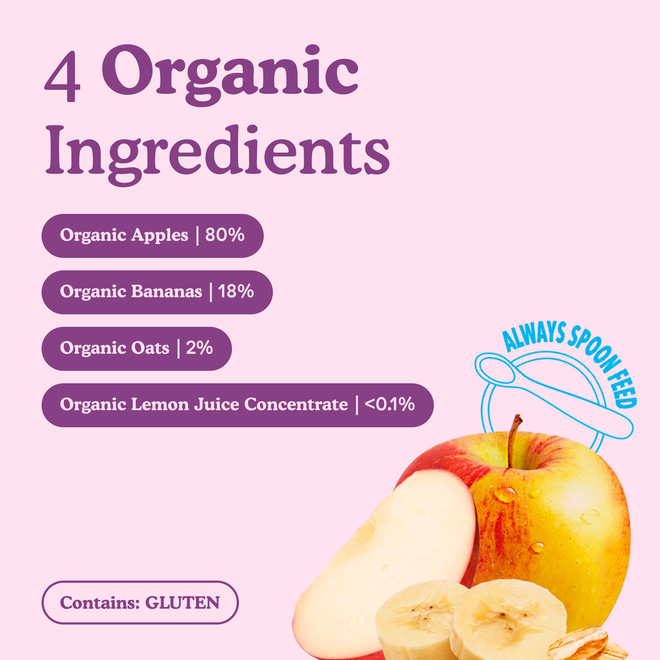 Little Freddie Organic Apples, Bananas & Oats Baby Food Pouch 6+ Months 100g thumbnail 3