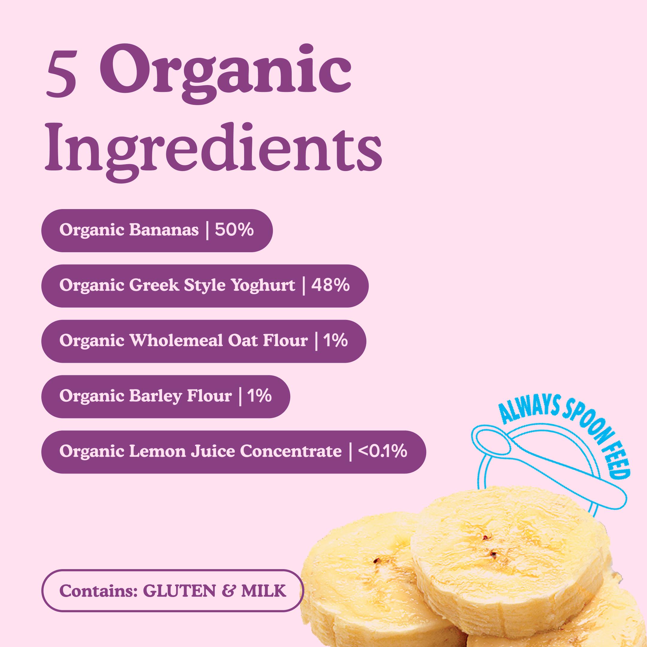 Little Freddie Organic Banana Greek Style Yoghurt Baby Food Pouch Multipack 6+ Months 6 x 100g thumbnail 2