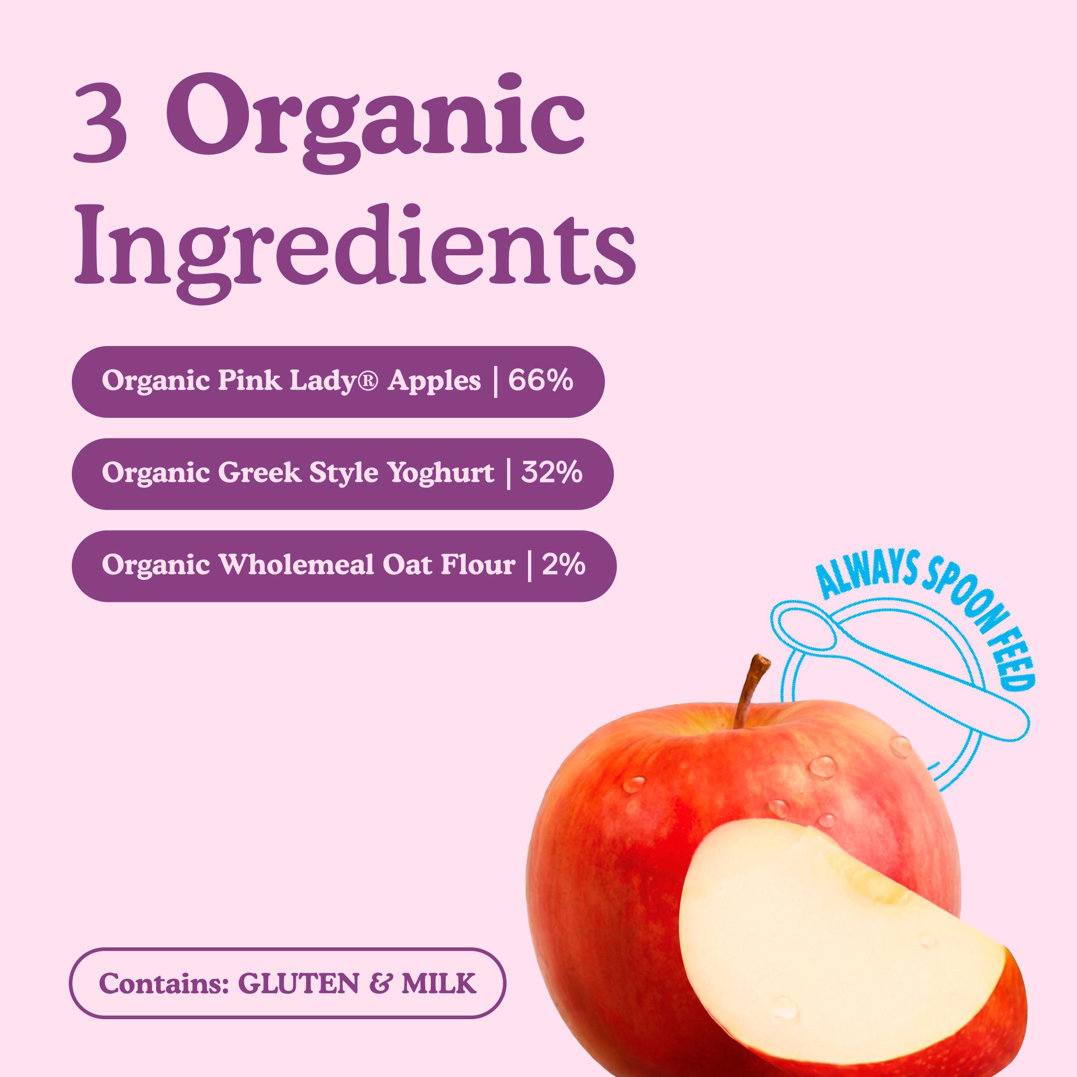 Little Freddie Organic Pink Lady Greek Style Yoghurt Baby Food Pouch Multipack 6+ Months 6 x 100g thumbnail 3