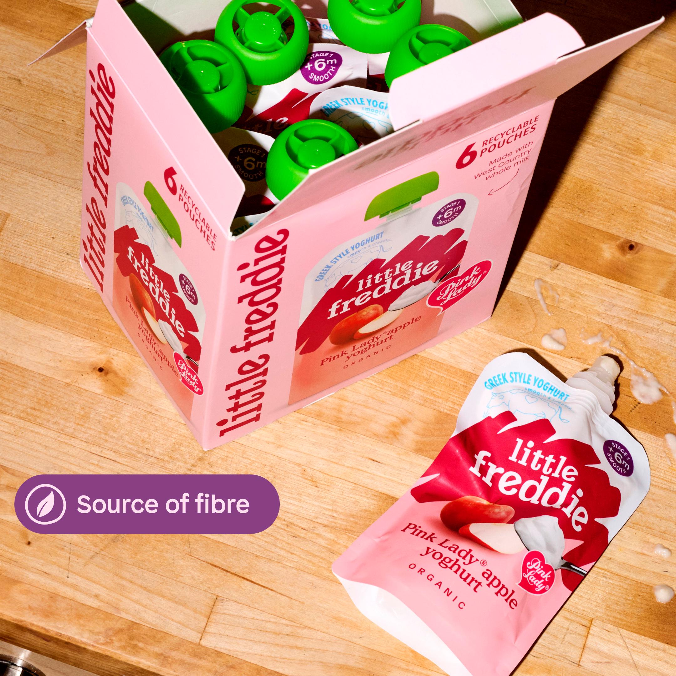 Little Freddie Organic Pink Lady Greek Style Yoghurt Baby Food Pouch Multipack 6+ Months 6 x 100g thumbnail 5
