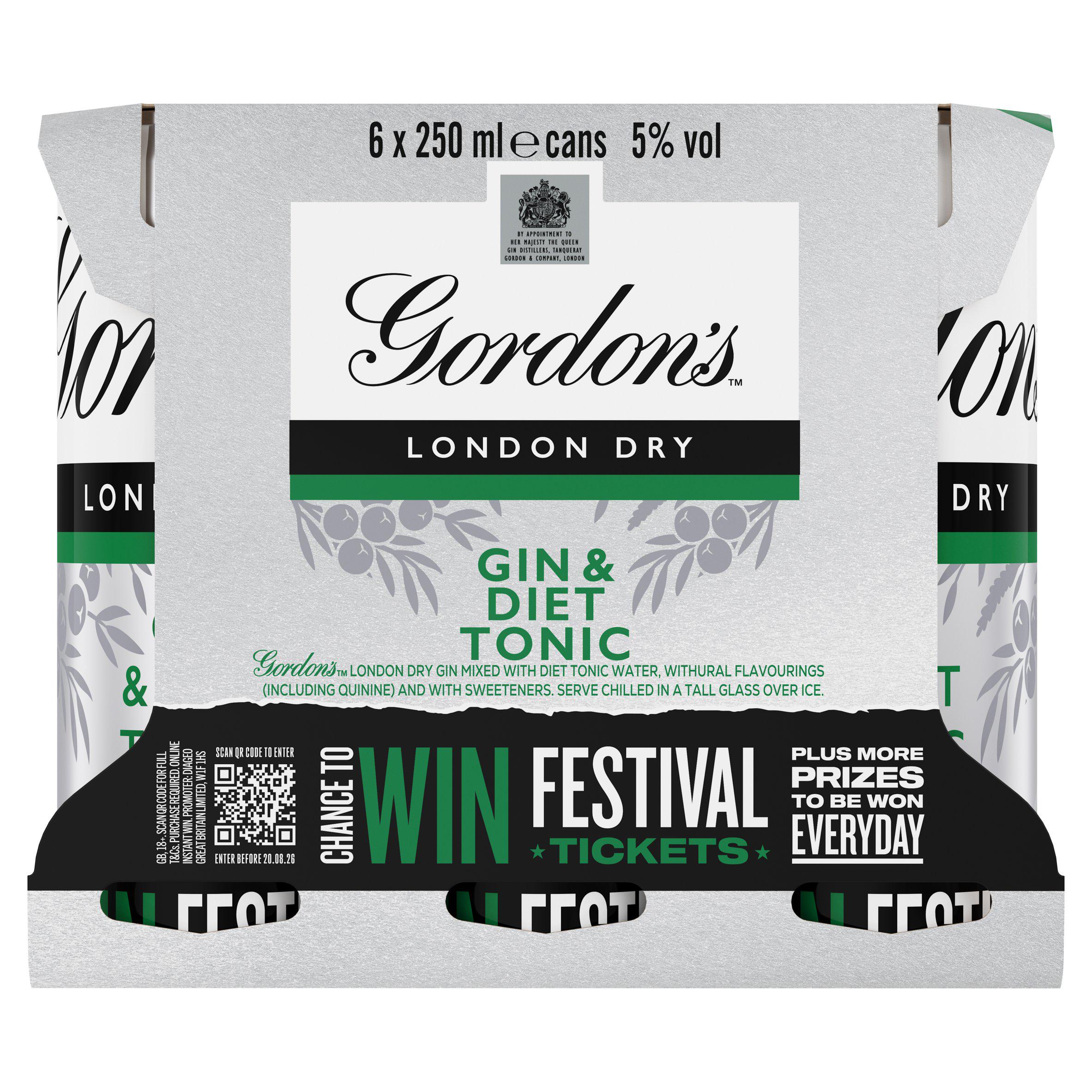 Gordon's & Diet Tonic 6x250ml