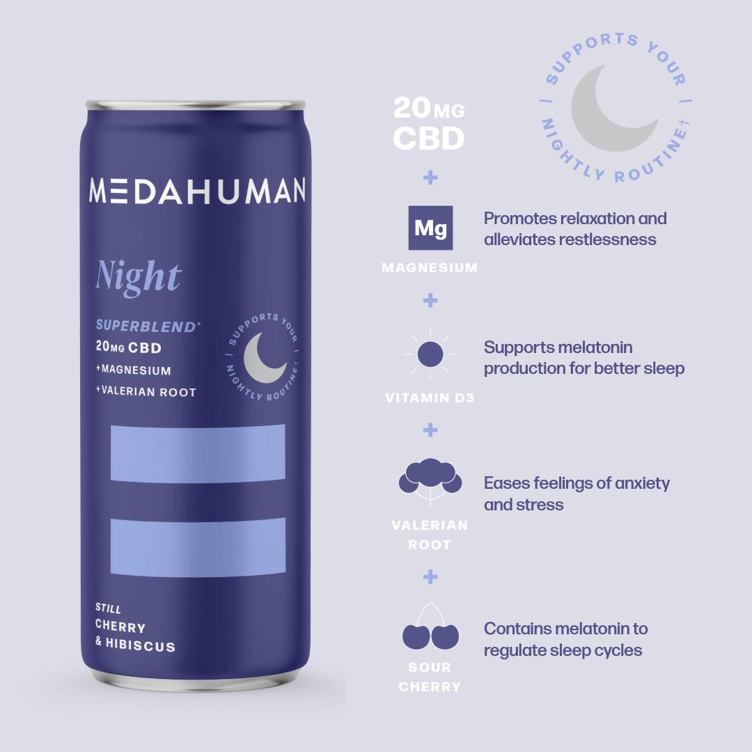 Medahuman CBD Night Sour Cherry & Hibiscus Still 4x250ml thumbnail 3