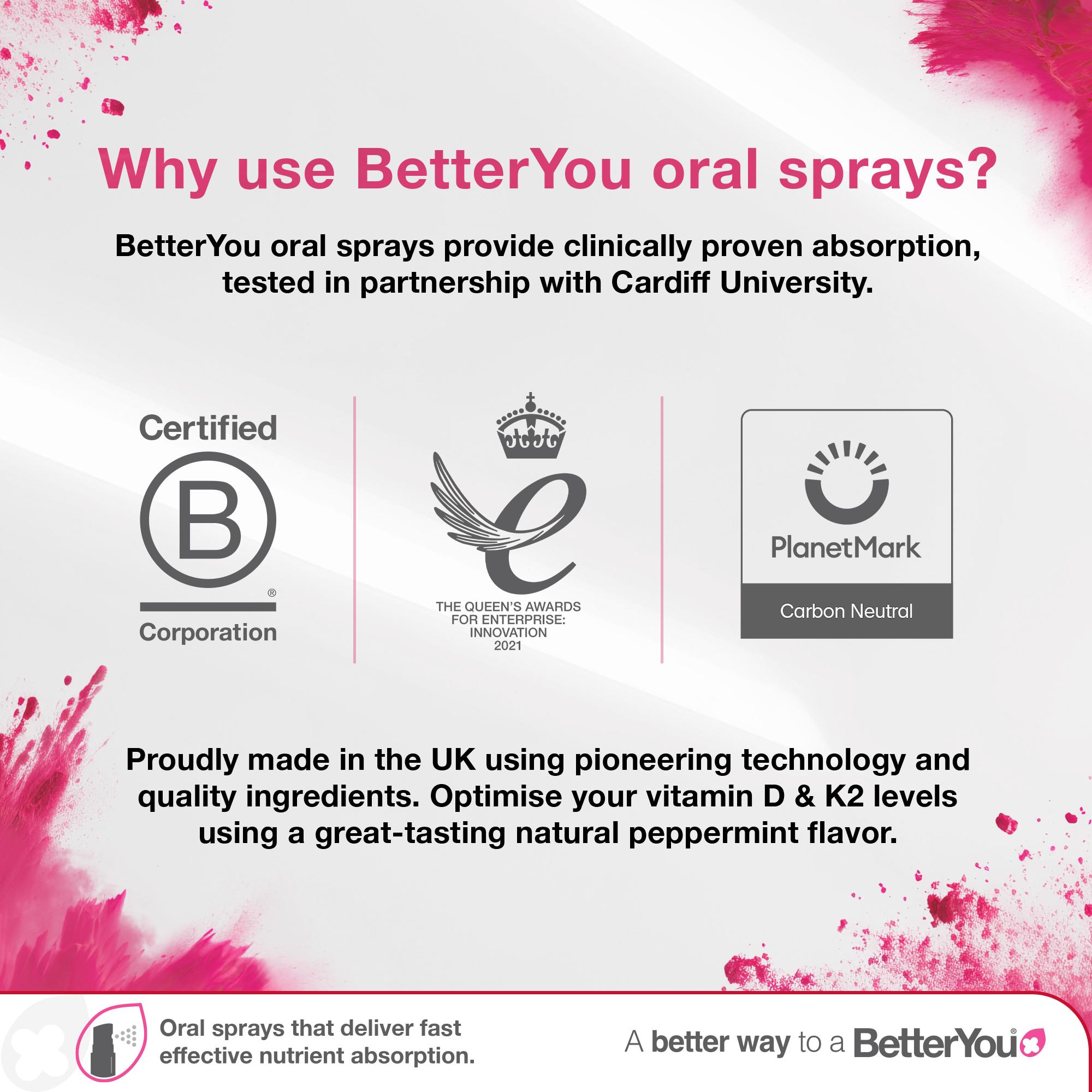 BetterYou Vitamin D3000 + K2 Daily Oral Spray 12ml thumbnail 6