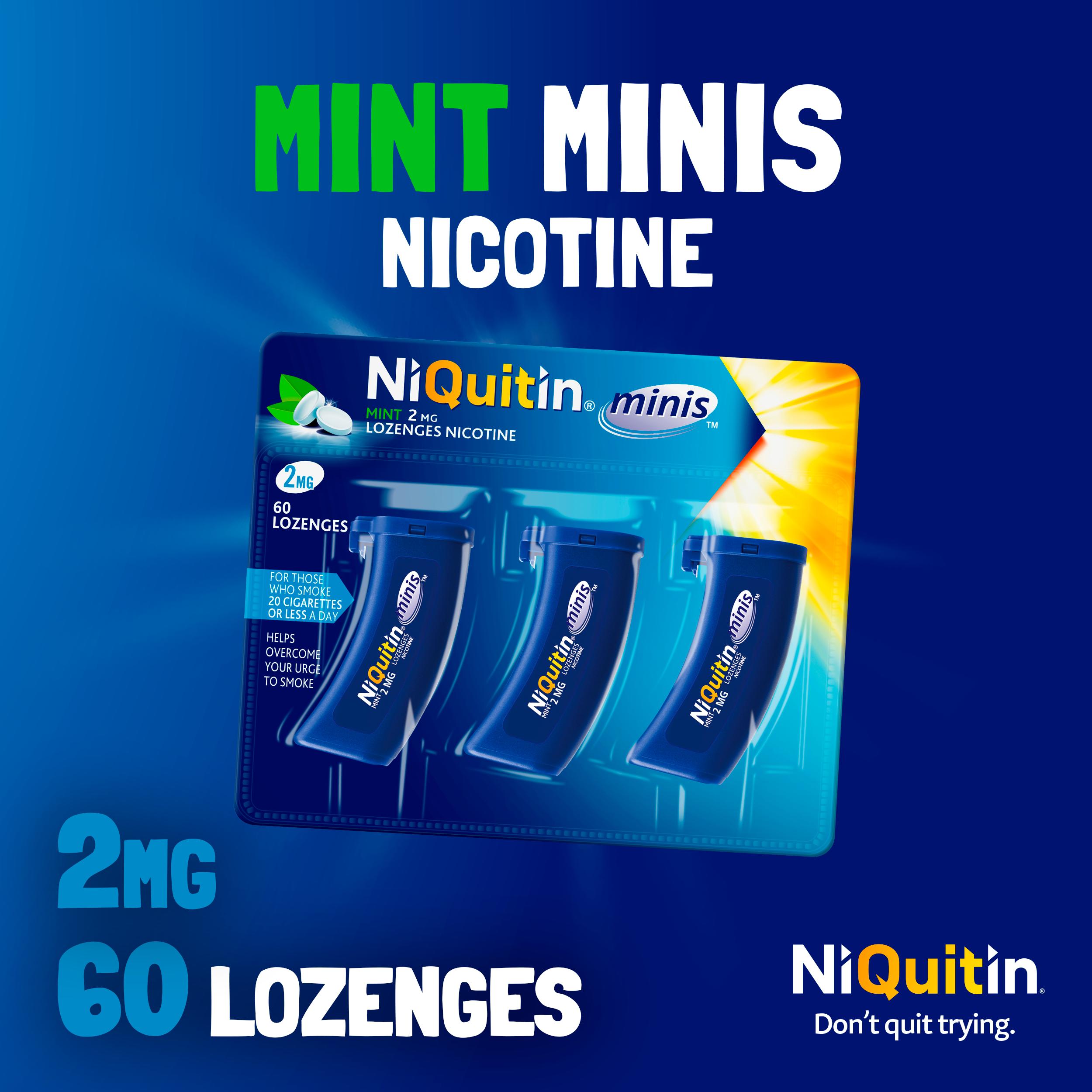 NiQuitin Minis Mint Nicotine Lozenges Reduce & Quit Smoking Aid x60 2mg thumbnail 2