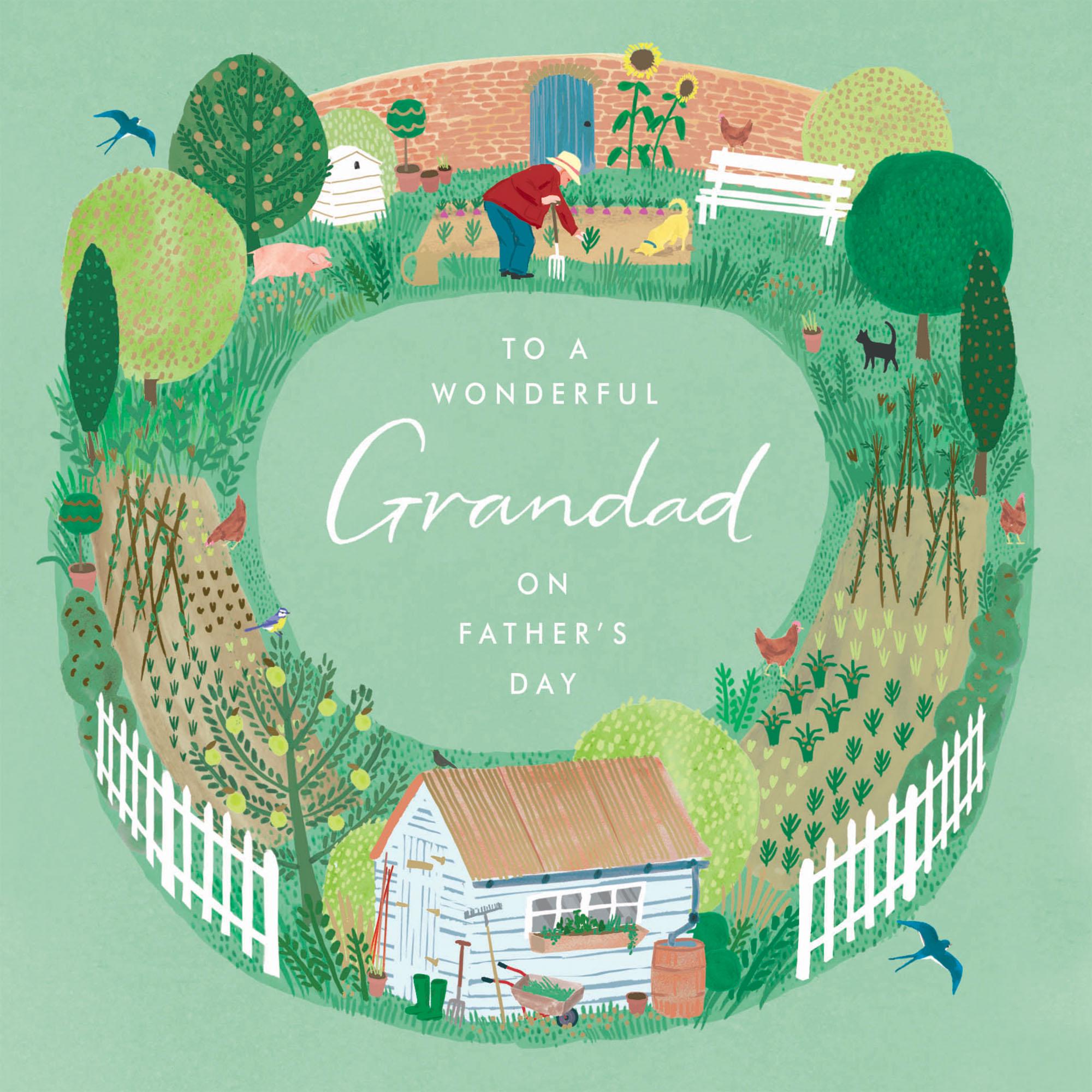 Woodmansterne To a Wonderful Grandad Gardening Theme Design Happy Father's Day Greeting Card
