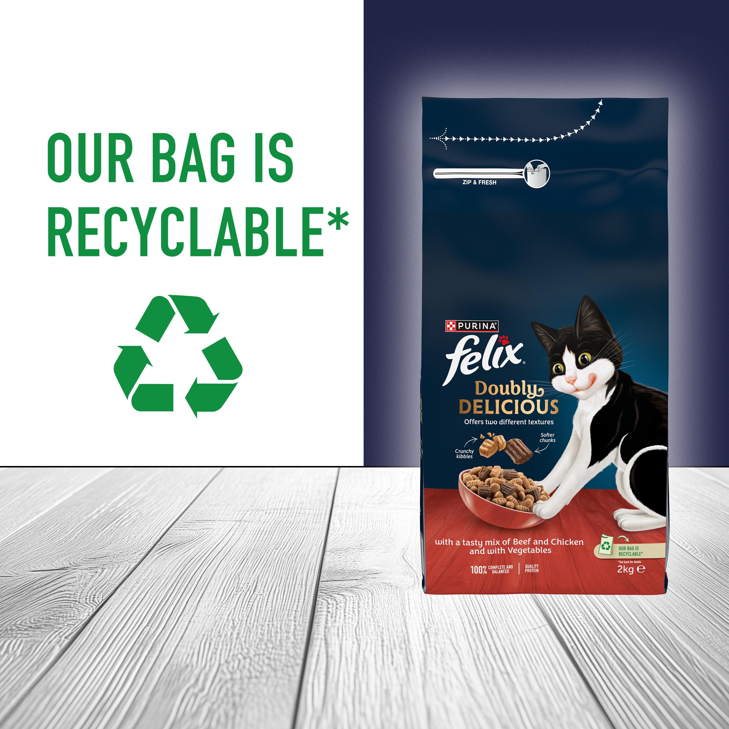 Felix Doubly Delicious Beef Chicken & Vegetables Dry Cat Food 2kg thumbnail 4