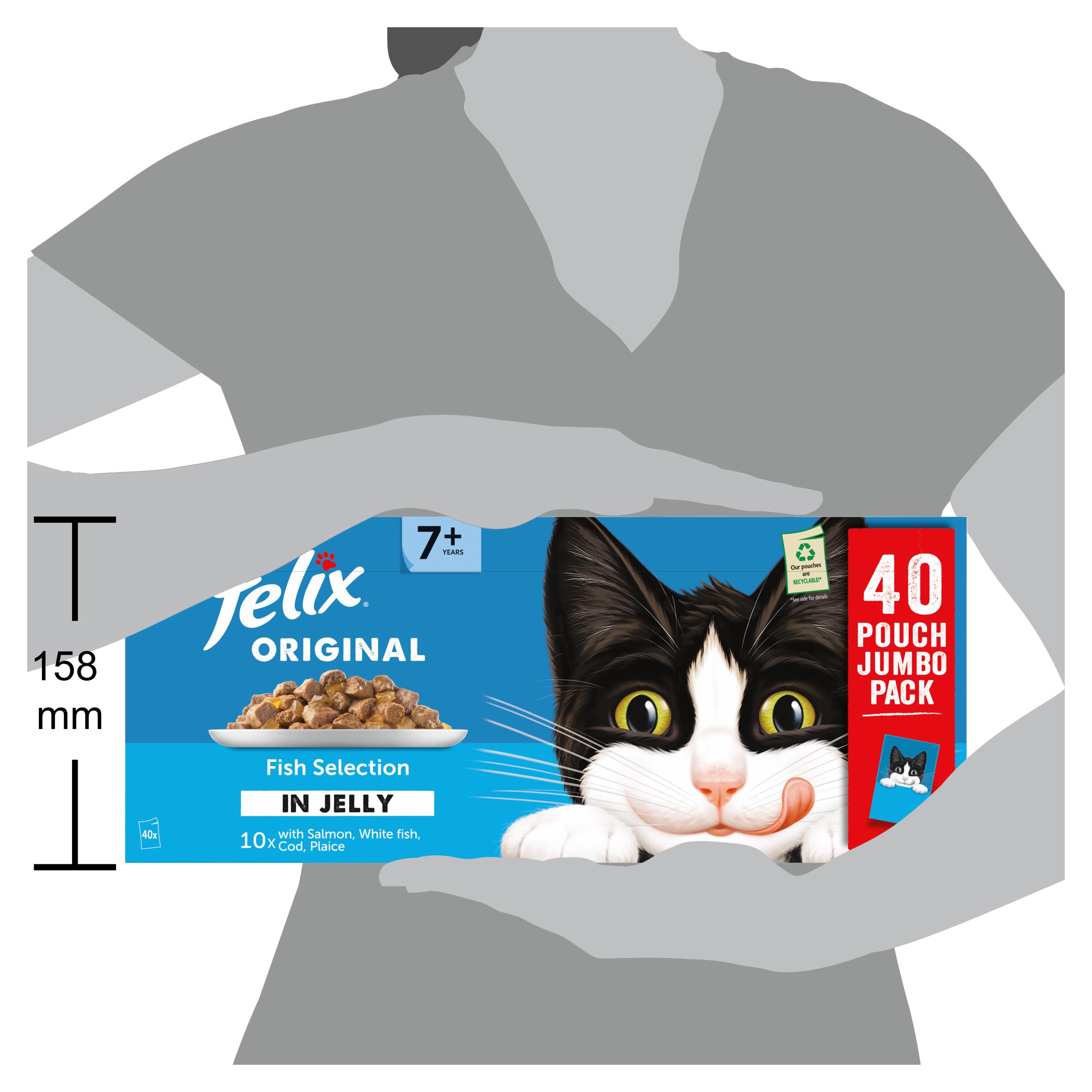 Felix Original Senior 7+ Fish Selection in Jelly Wet Cat Food 40 x 85g thumbnail 4